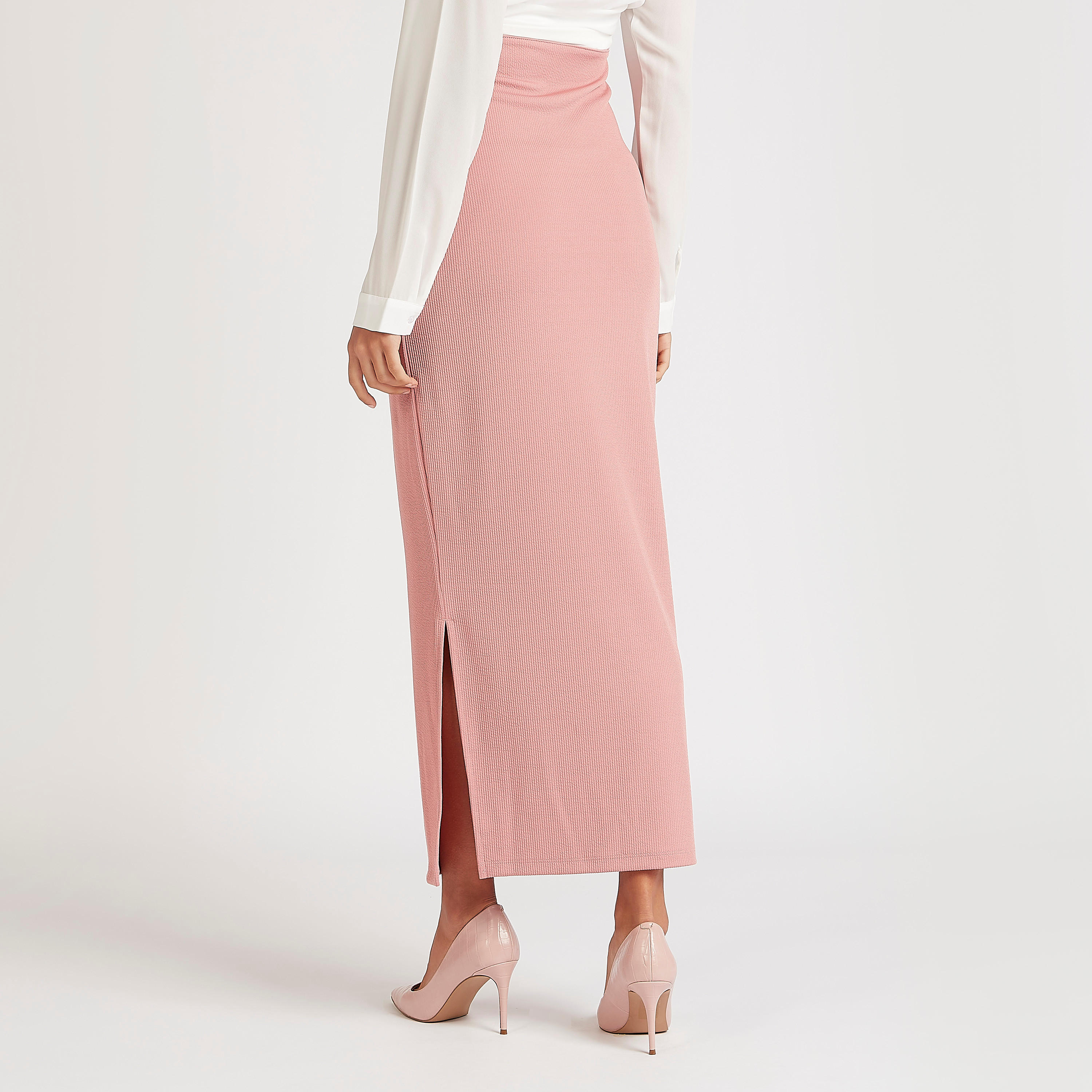 تنّورة ضيّفة طويلة بارزة الملمس بتزيينات أزرار-women-clothing-bottoms-skirts-image-4