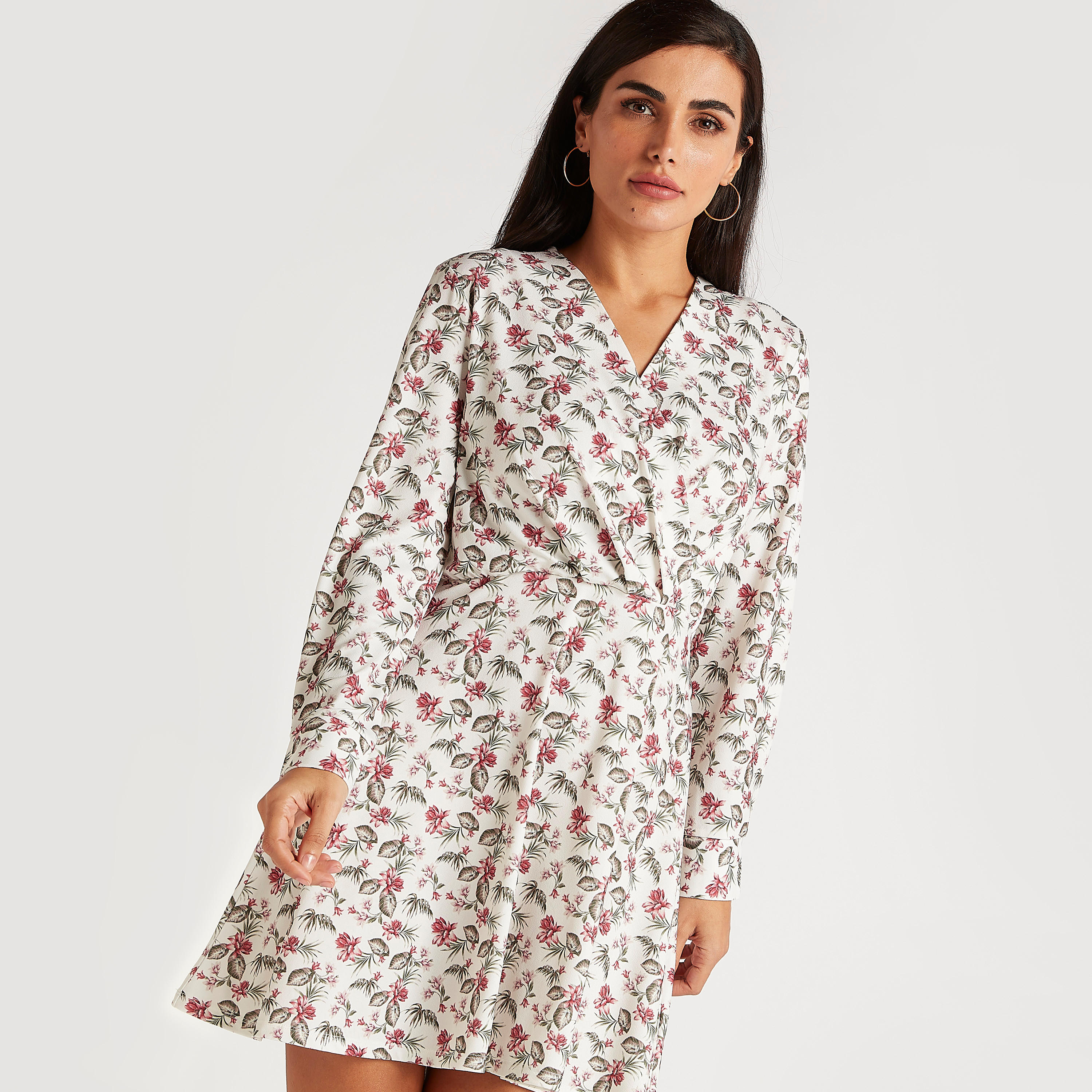 Printed V-neck Tunic with Long Sleeves-women-clothing-shirtsandblouses-blouses-image-5
