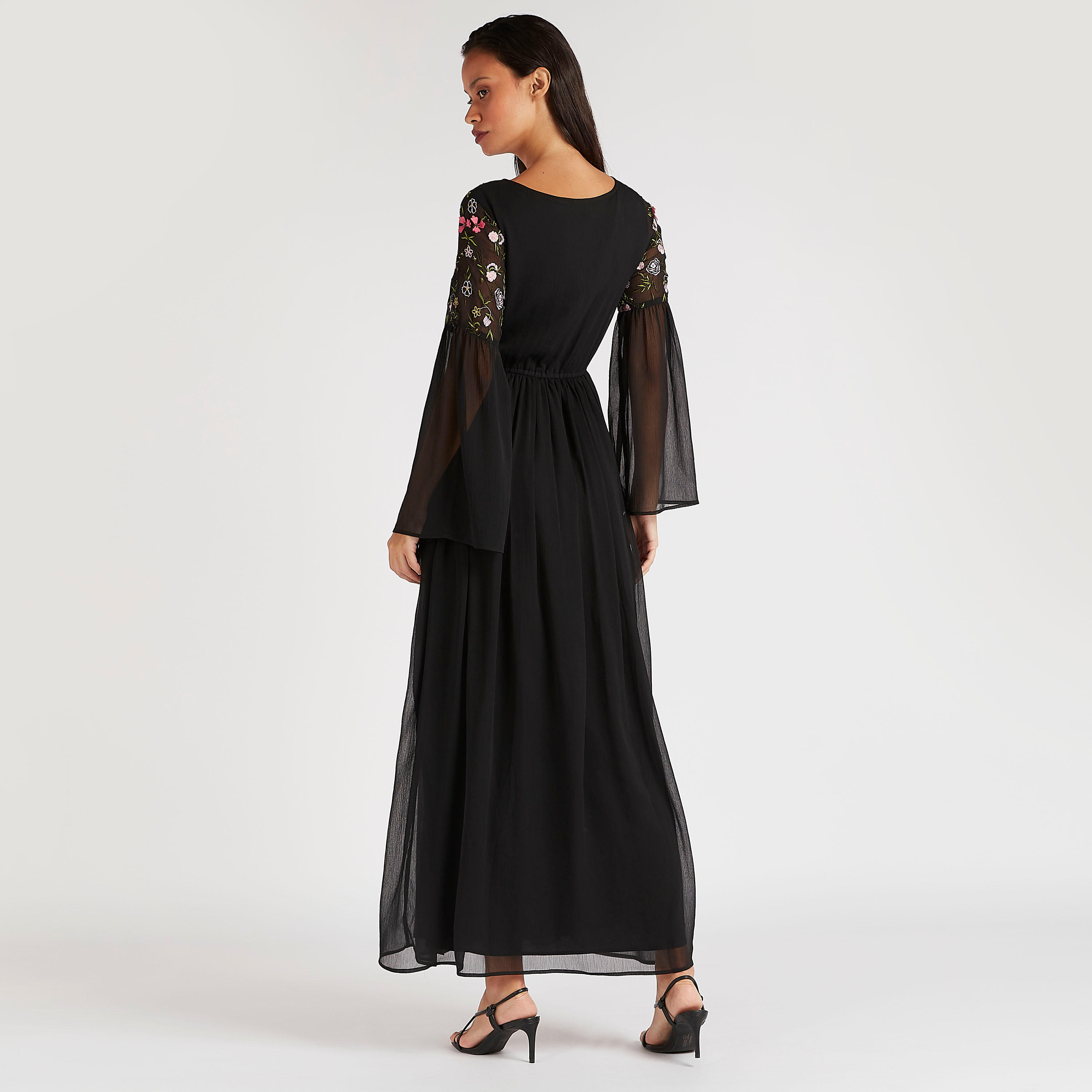 فستان إيه لاين طويل مطرّز بأكمام واسعة-women-clothing-dresses-image-4