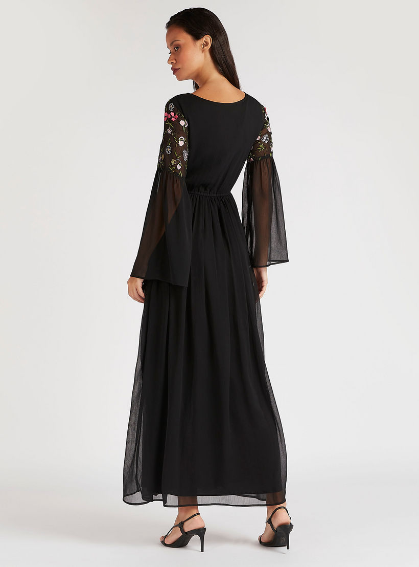 فستان إيه لاين طويل مطرّز بأكمام واسعة-women-clothing-dresses-image-4