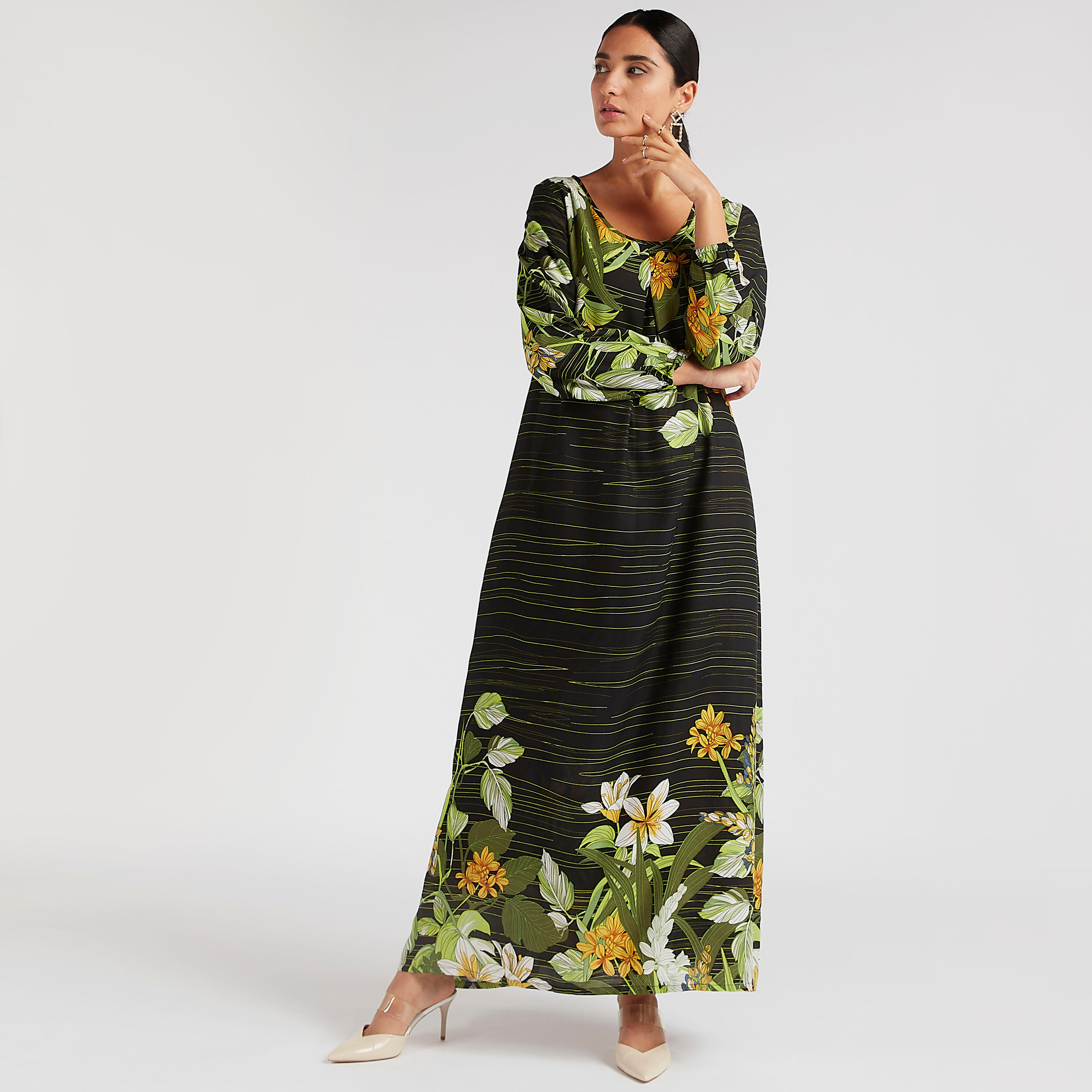 فستان إيه لاين طويل بطبعات أزهار وأكمام طويلة-women-clothing-dresses-image-2