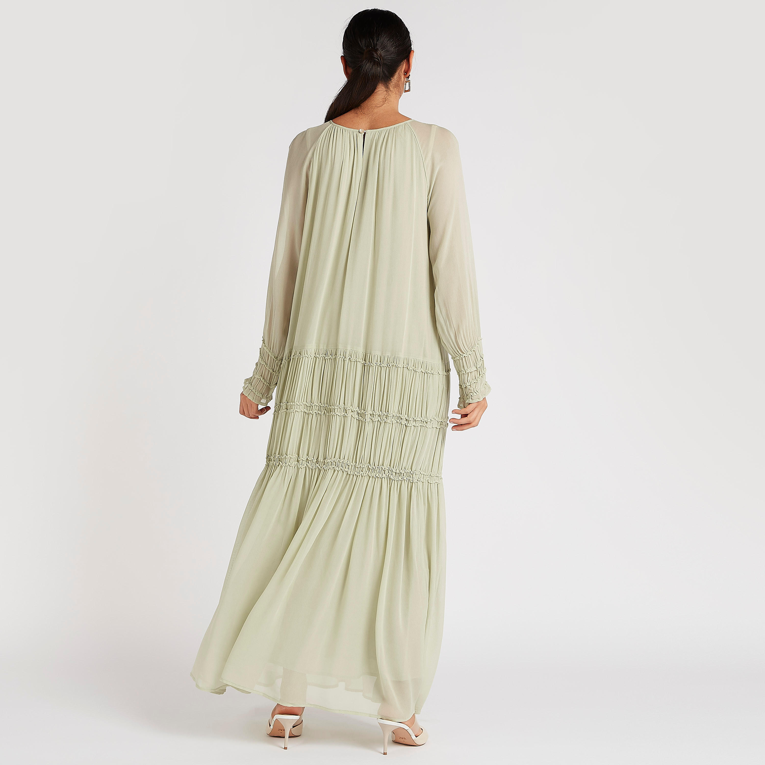 فستان طويل إيه لاين بارز الملمس بتفاصيل كشكش-women-clothing-dresses-image-4