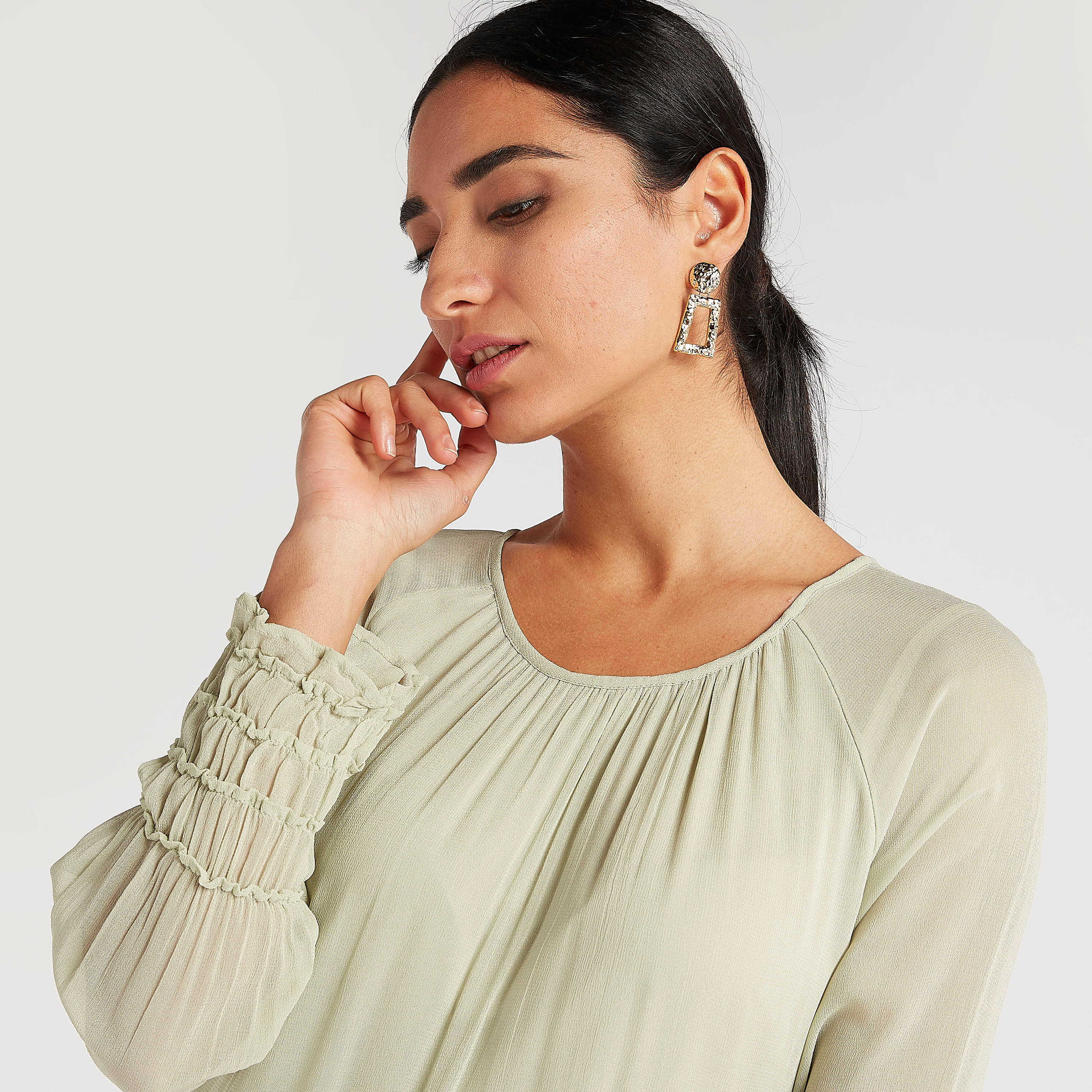 فستان طويل إيه لاين بارز الملمس بتفاصيل كشكش-women-clothing-dresses-image-6