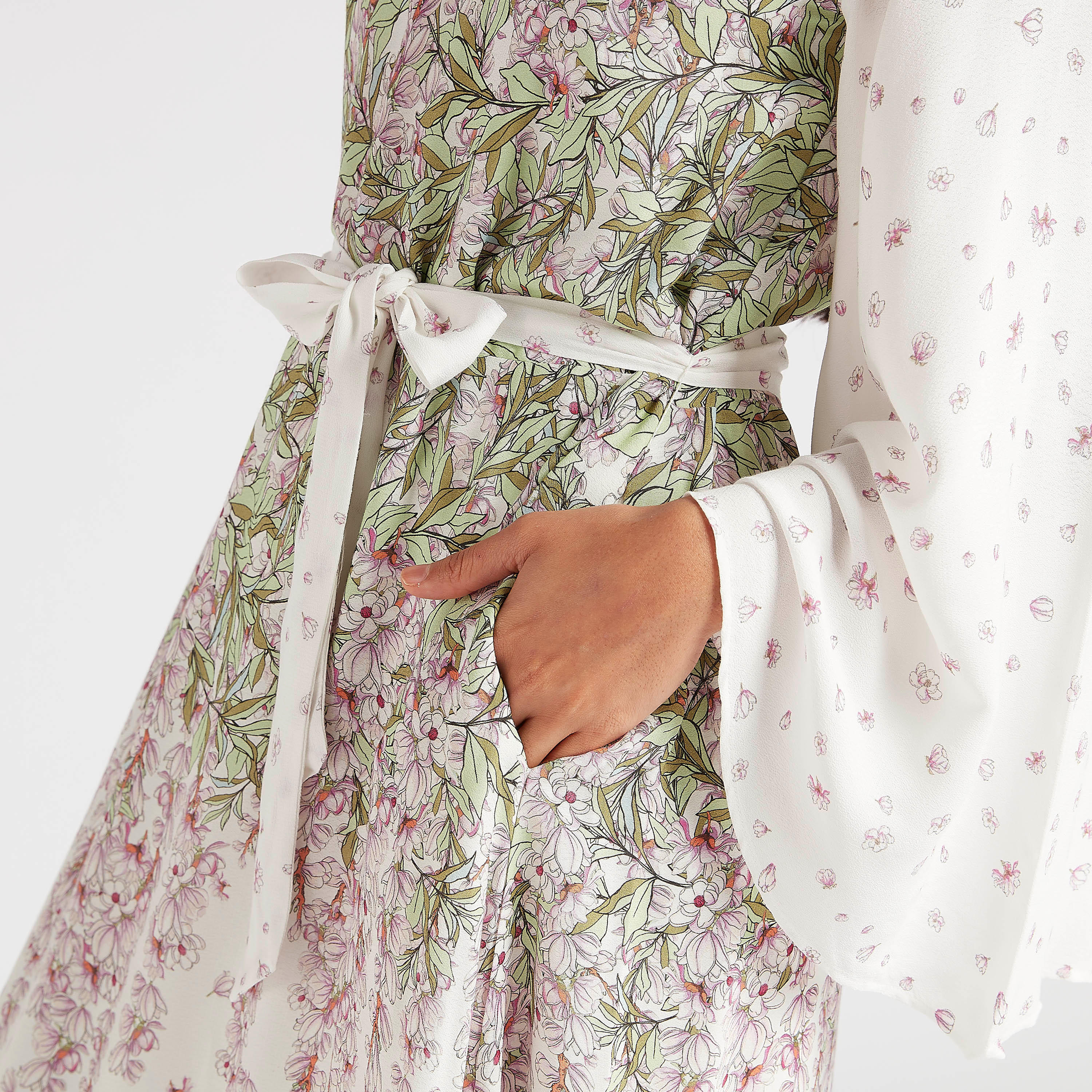 فستان طويل إيه لاين بأكمام واسعة وحزام-women-clothing-dresses-image-7