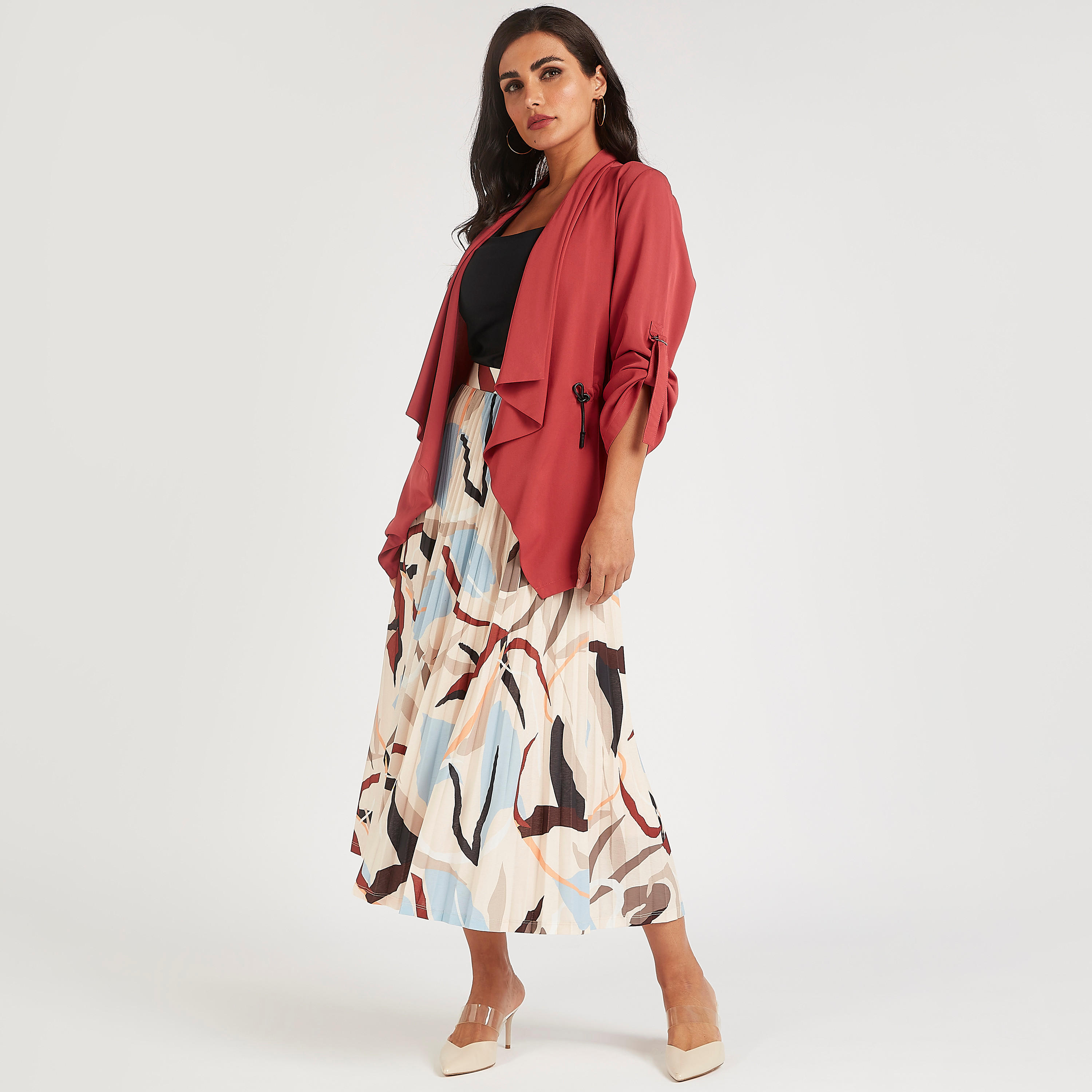 جاكيت خفيف سادة برباط خصر وأكمام قابلة للتّعديل-women-winterwear-coatsandjackets-jackets-image-8