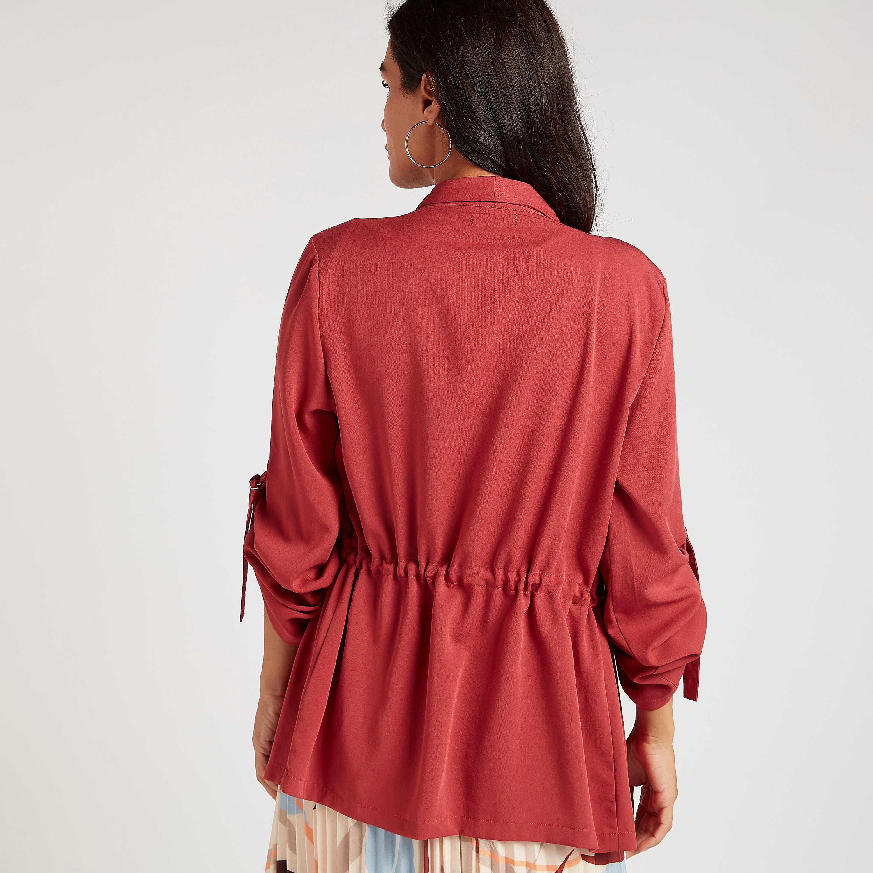 جاكيت خفيف سادة برباط خصر وأكمام قابلة للتّعديل-women-winterwear-coatsandjackets-jackets-image-6