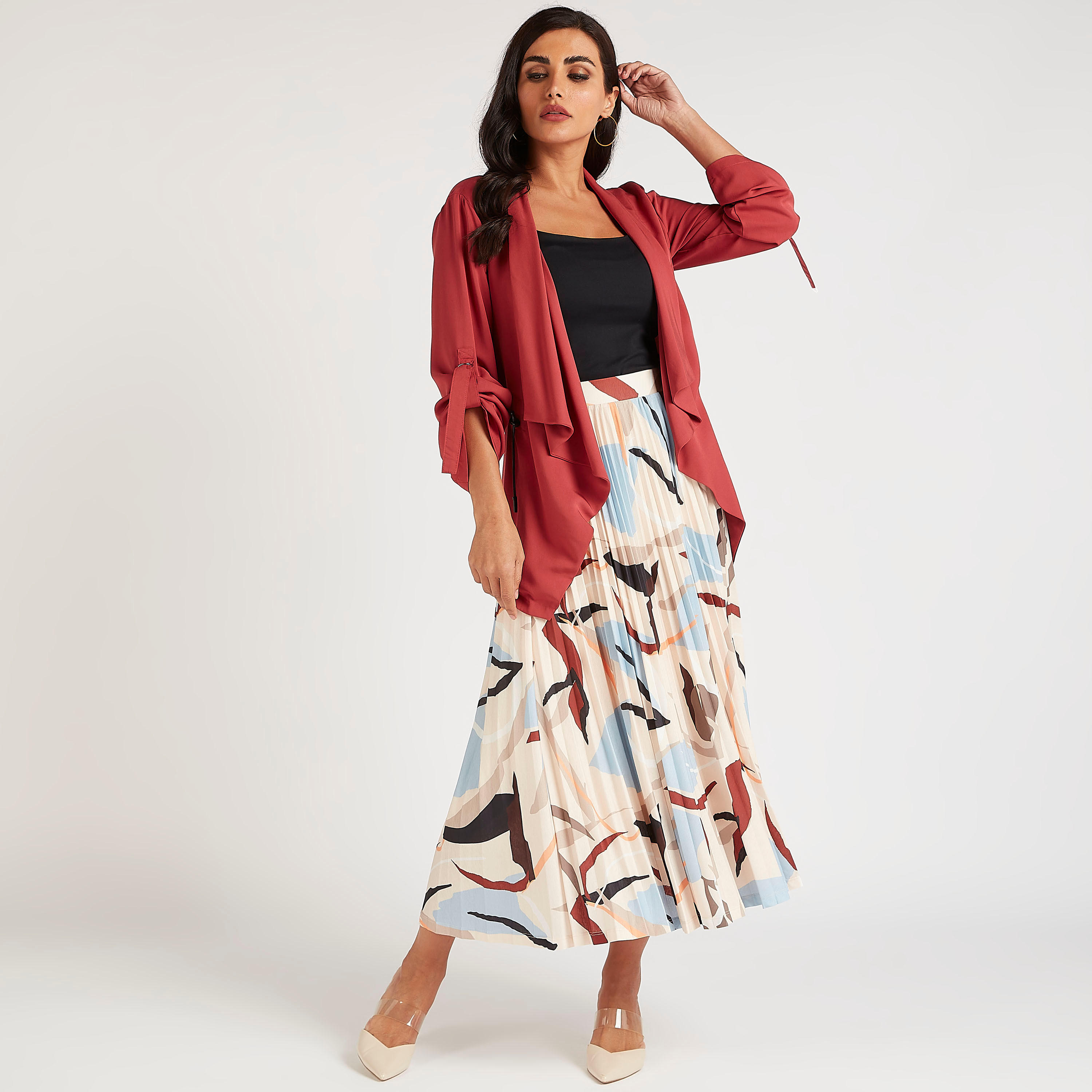 Printed Midi A-line Skirt with Elasticated Waistband-women-clothing-bottoms-skirts-image-2