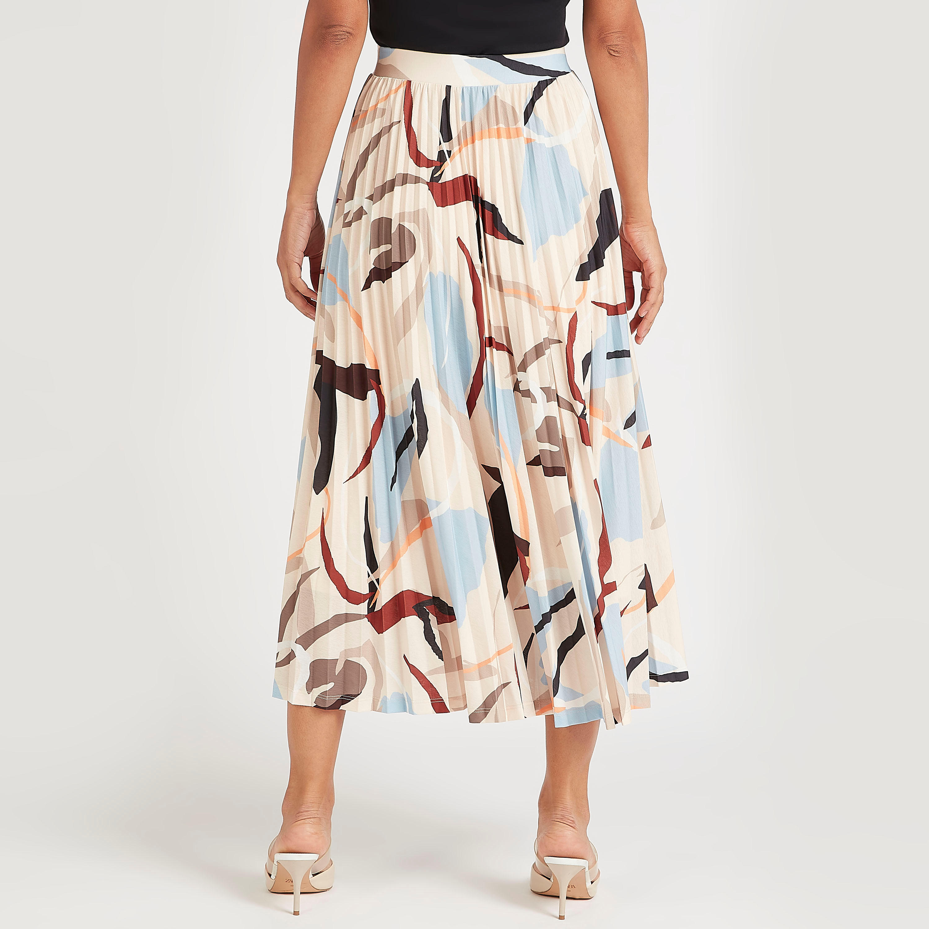 Printed Midi A-line Skirt with Elasticated Waistband-women-clothing-bottoms-skirts-image-4