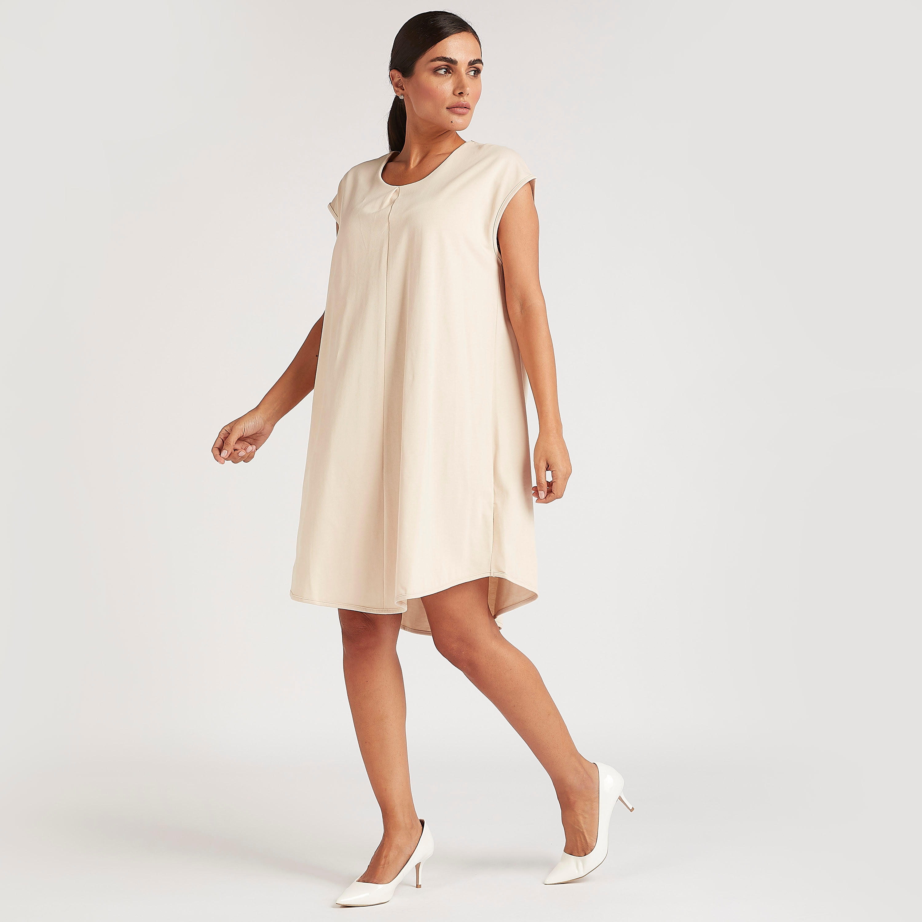 تونيك سادة بأكمام كاب وياقة مستديرة-women-clothing-shirtsandblouses-blouses-image-3