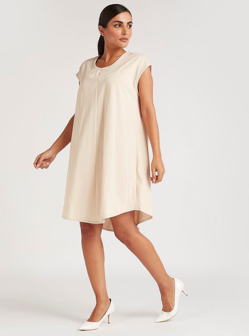 تونيك سادة بأكمام كاب وياقة مستديرة-women-clothing-shirtsandblouses-blouses-image-3