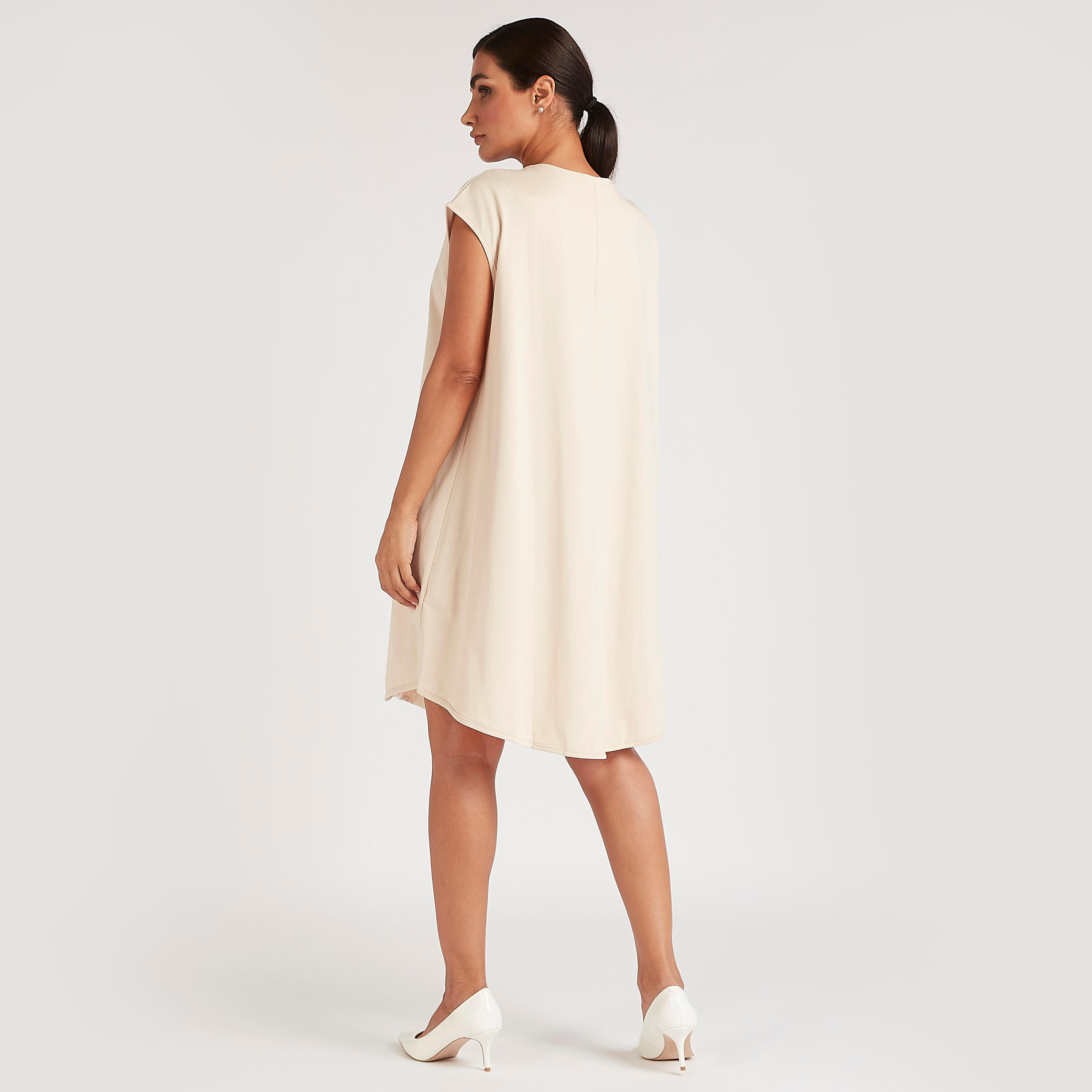 تونيك سادة بأكمام كاب وياقة مستديرة-women-clothing-shirtsandblouses-blouses-image-1