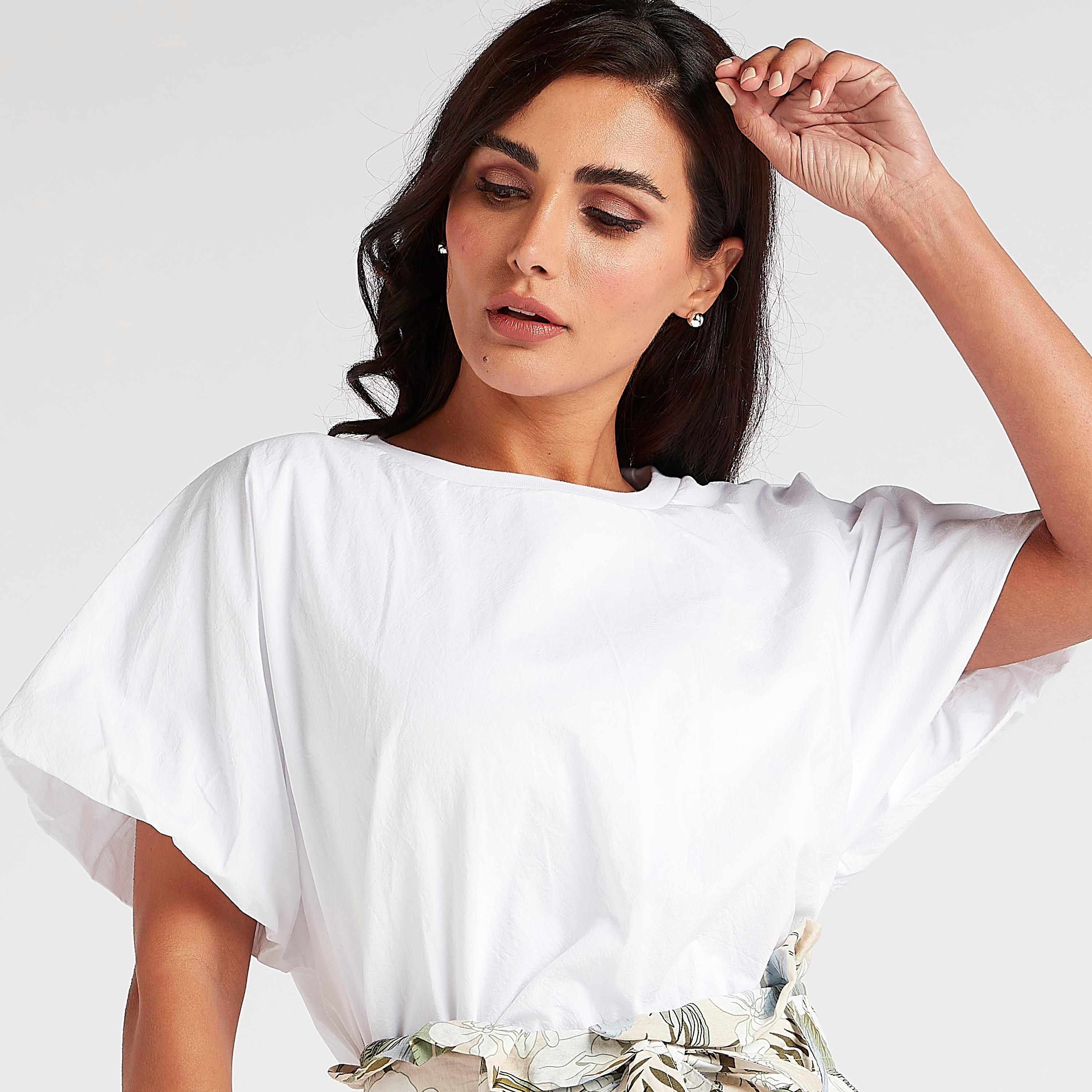 بلوزة سادة بياقة ضيّقة وأكمام قصيرة-women-clothing-shirtsandblouses-blouses-image-4