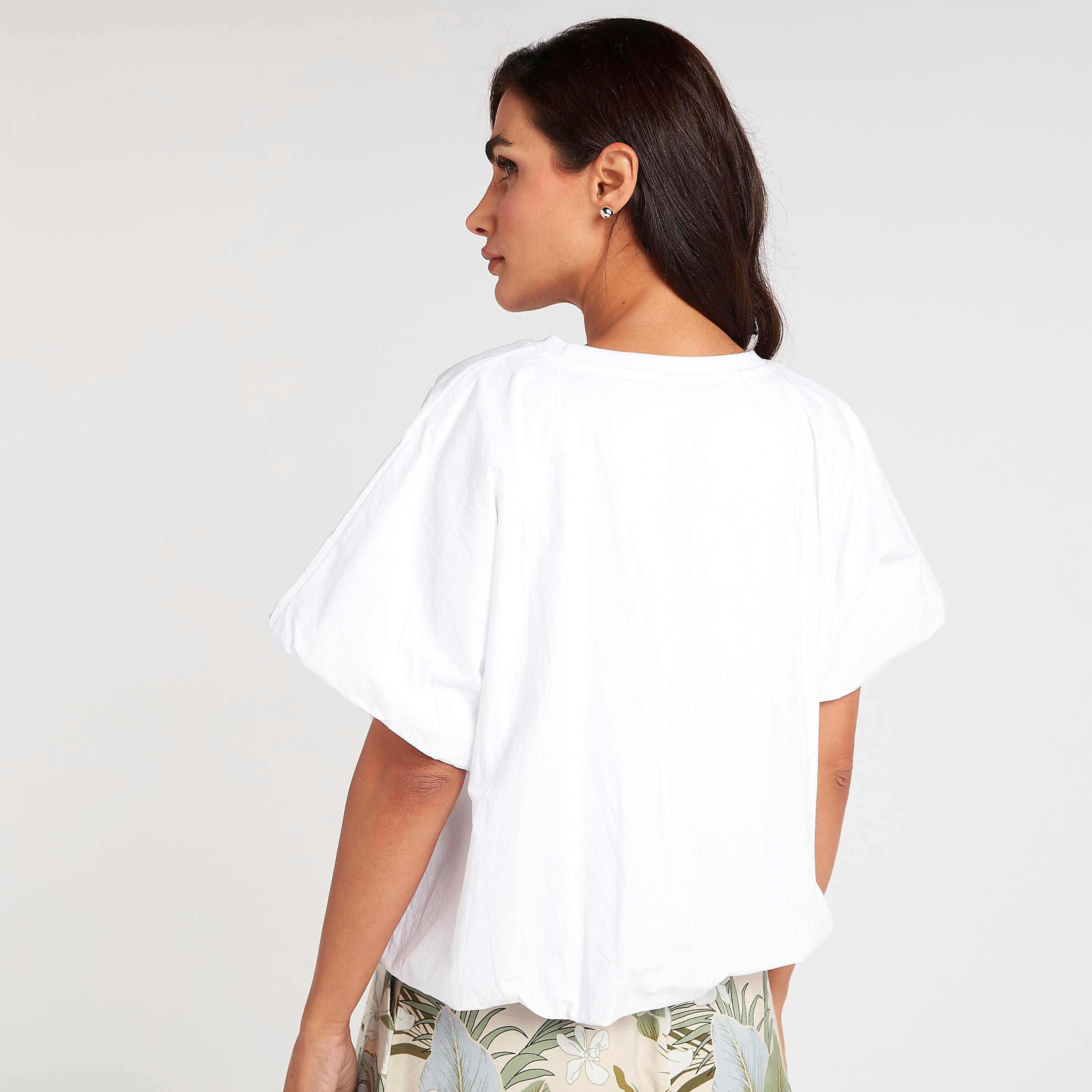 بلوزة سادة بياقة ضيّقة وأكمام قصيرة-women-clothing-shirtsandblouses-blouses-image-1