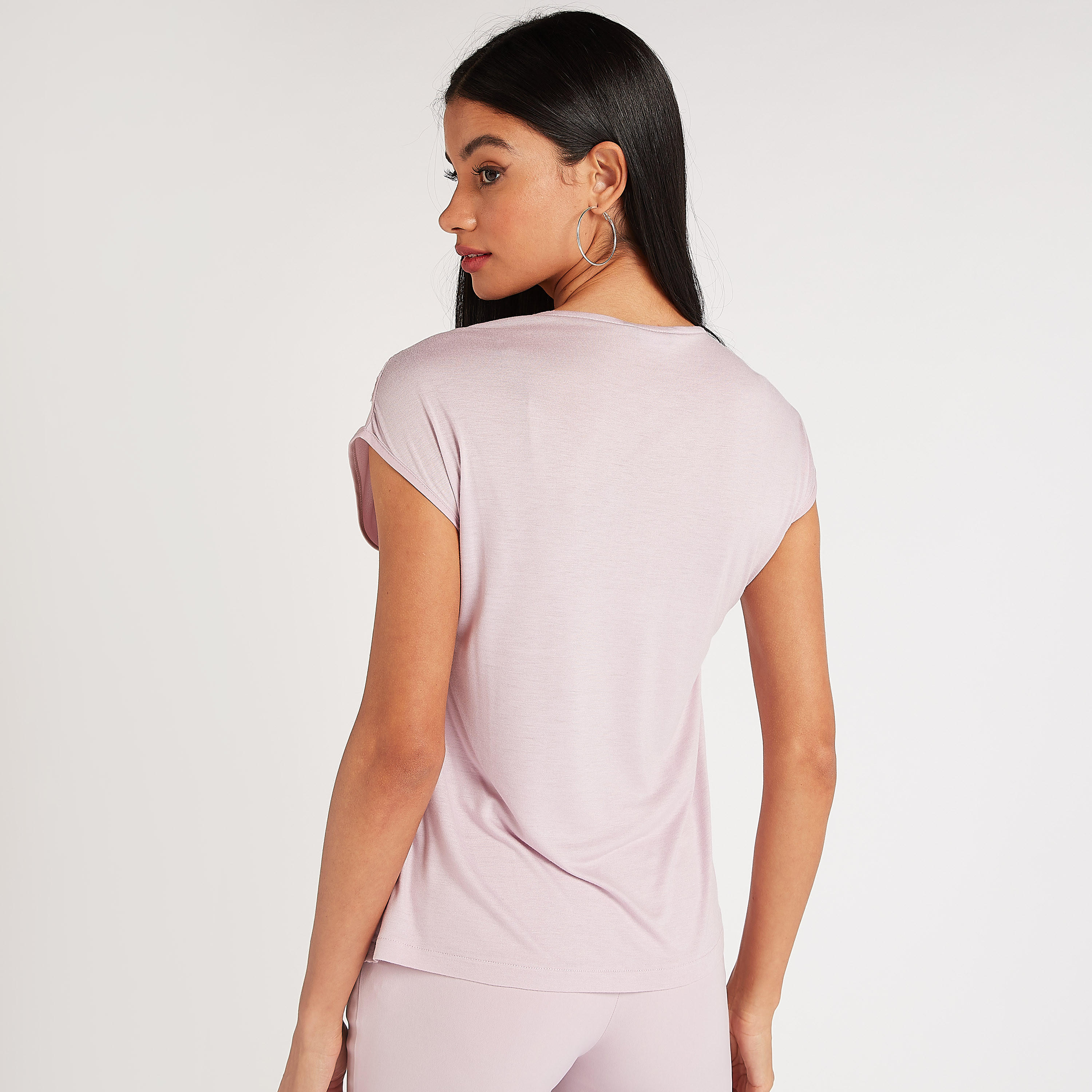 Lace Detailed Crew Neck Top with Cap Sleeves-women-clothing-shirtsandblouses-blouses-image-4