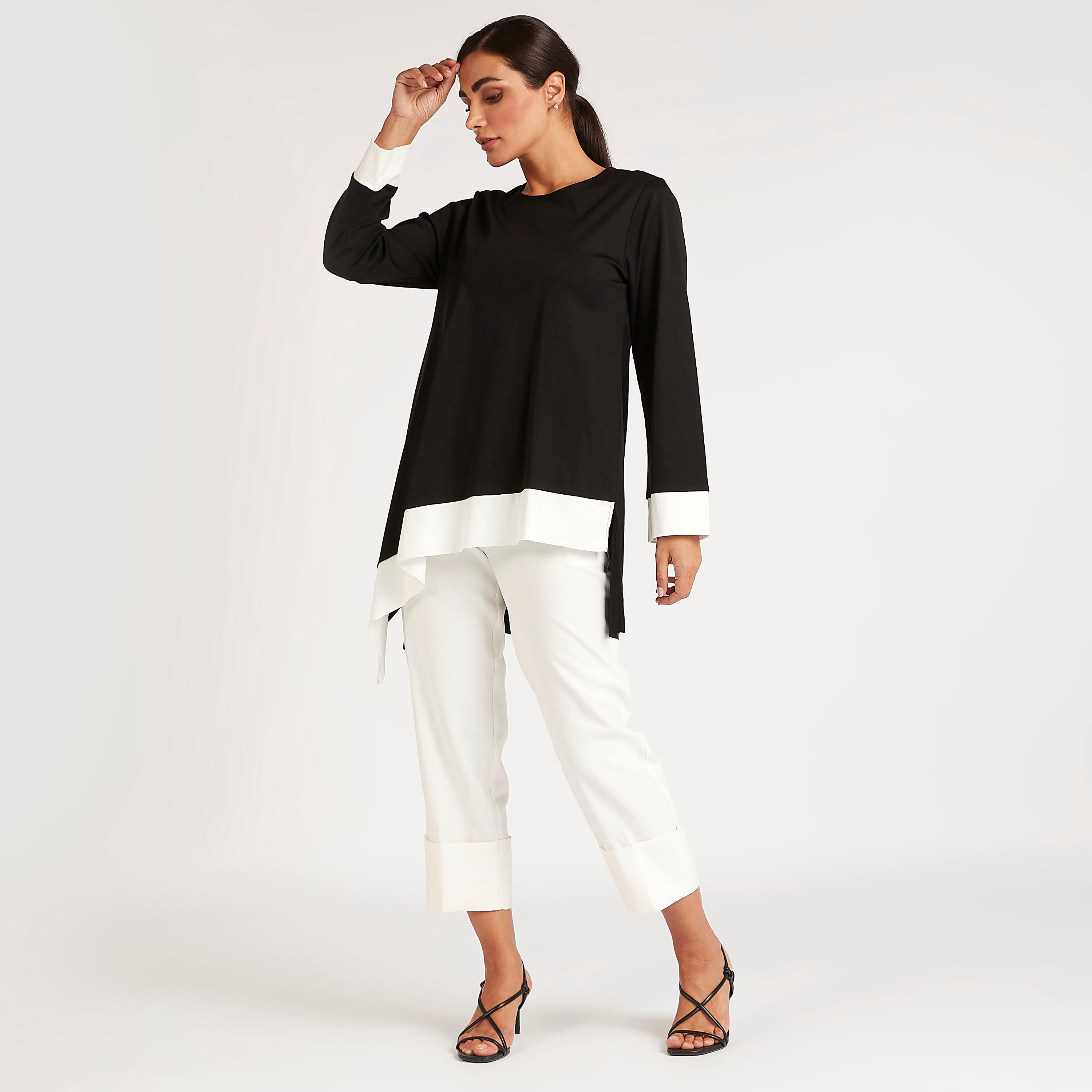 Solid Longline Top with Asymmetric Hem-women-clothing-shirtsandblouses-blouses-image-2