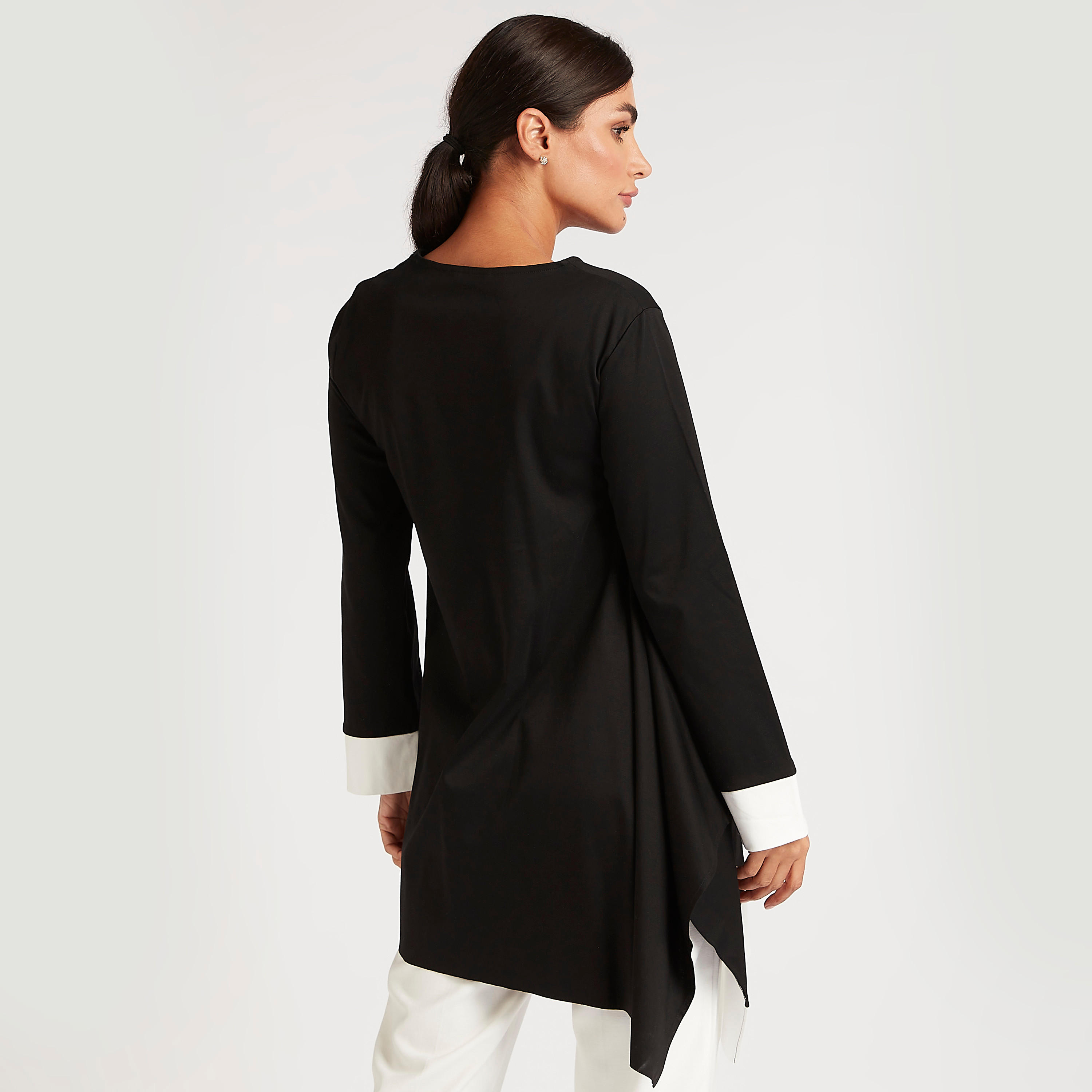 Solid Longline Top with Asymmetric Hem-women-clothing-shirtsandblouses-blouses-image-4