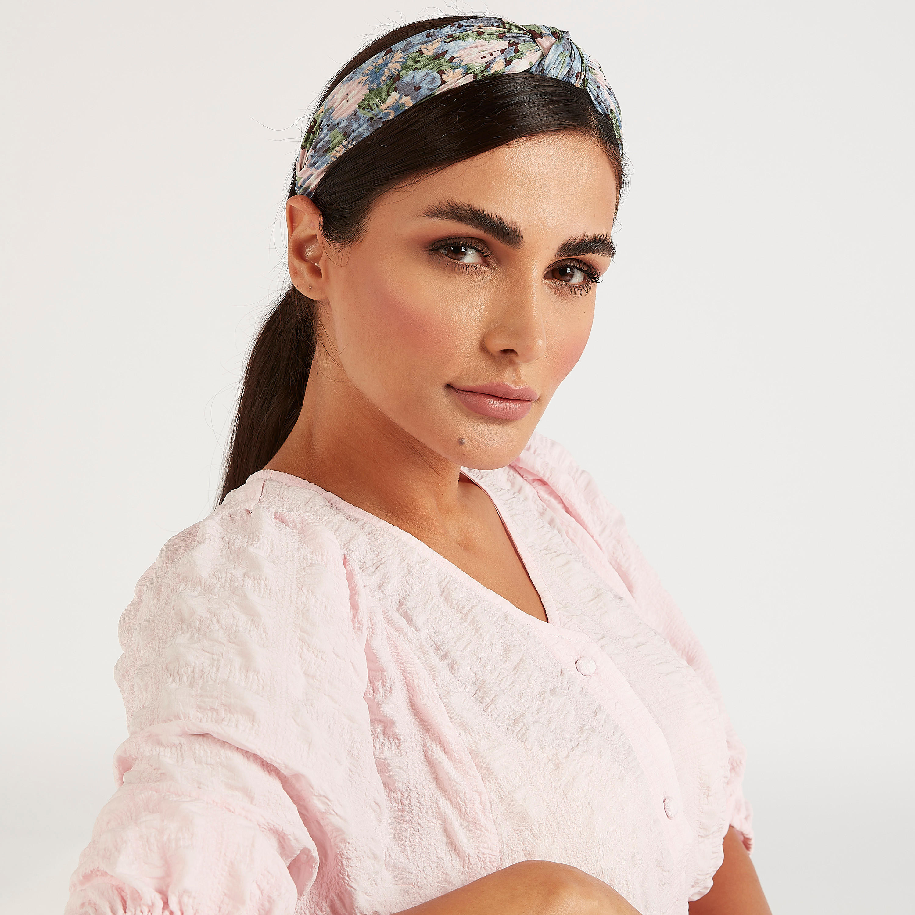 فستان إيه لاين ميدي بارز الملمس بياقة V وأكمام 3/4-women-clothing-dresses-image-3