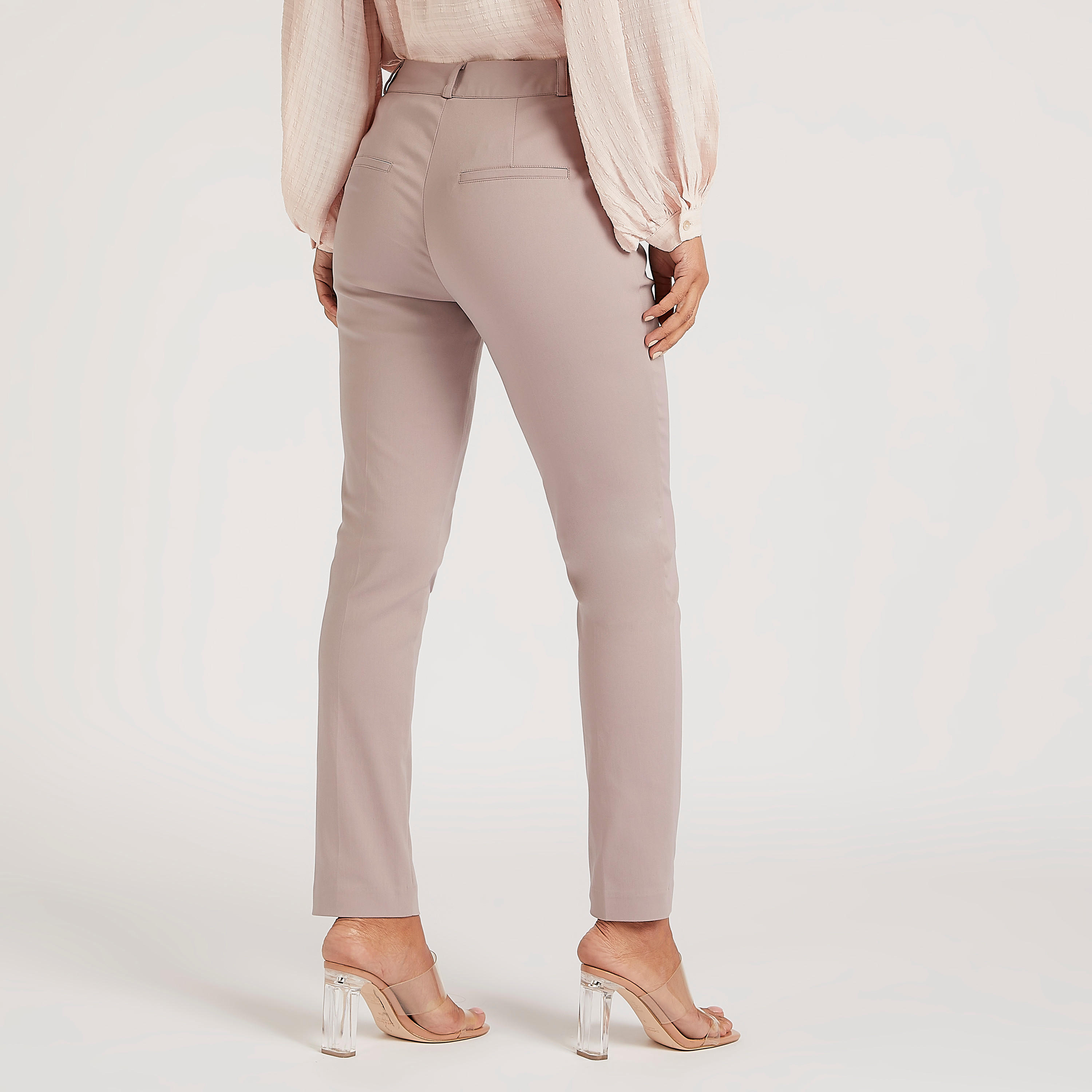 Solid Slim Fit Mid-Rise Trousers with Pockets-women-clothing-bottoms-trousers-image-4