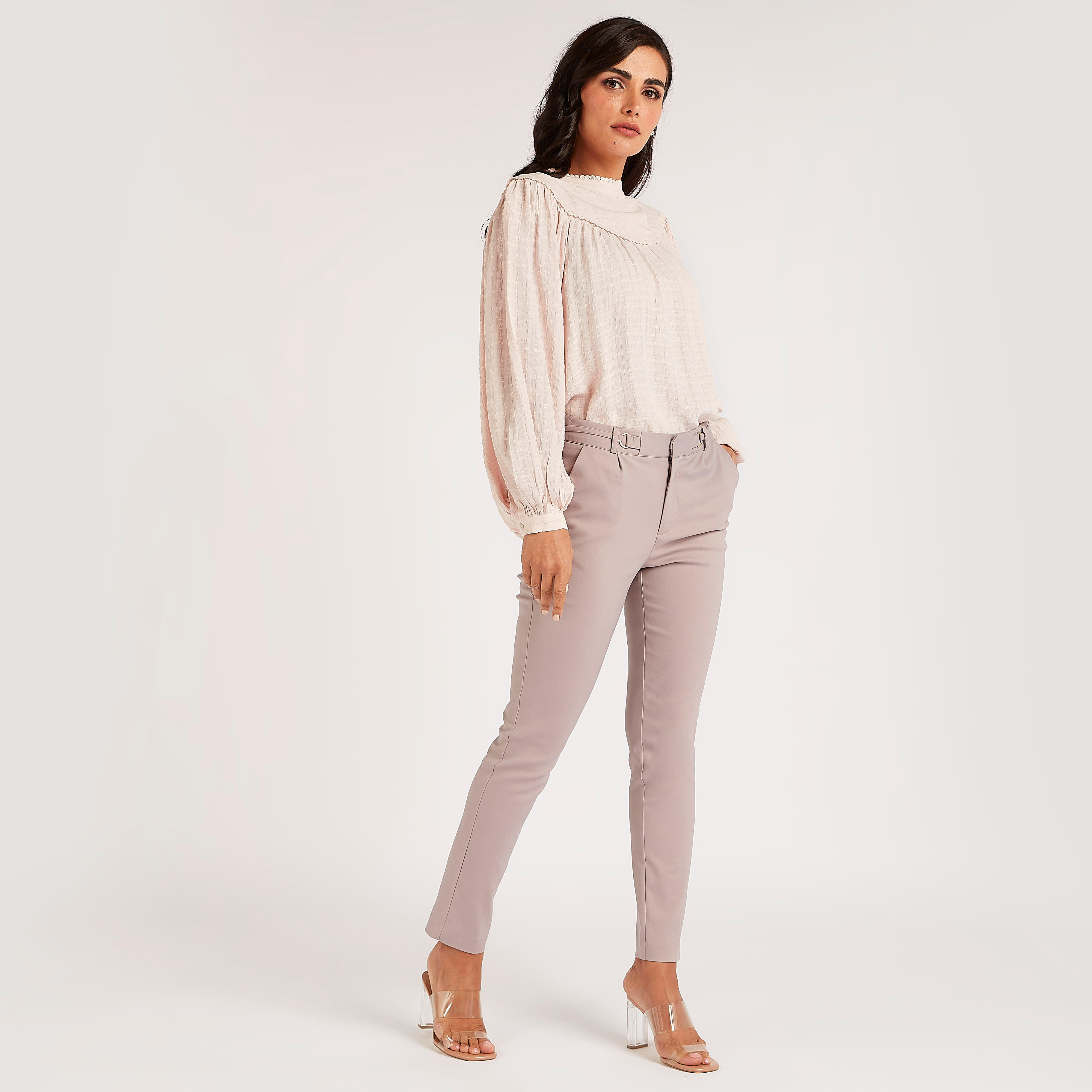 Solid Slim Fit Mid-Rise Trousers with Pockets-women-clothing-bottoms-trousers-image-6
