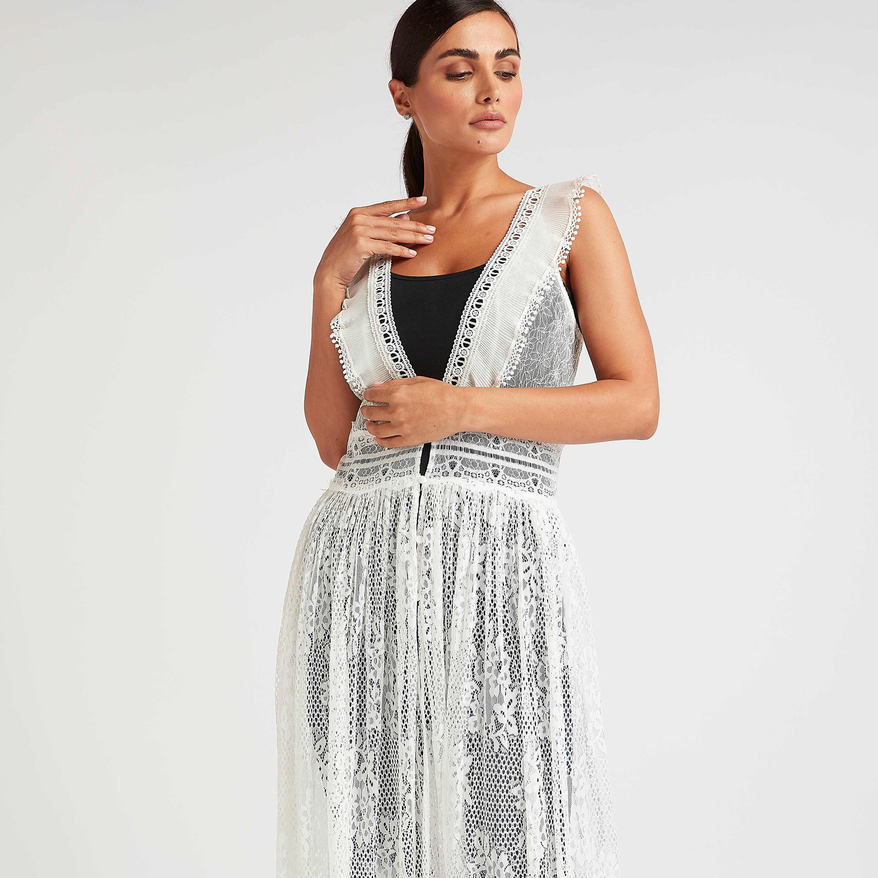 Lace Detailed Lightweight Sleeveless Kimono-women-clothing-shirtsandblouses-blouses-image-2