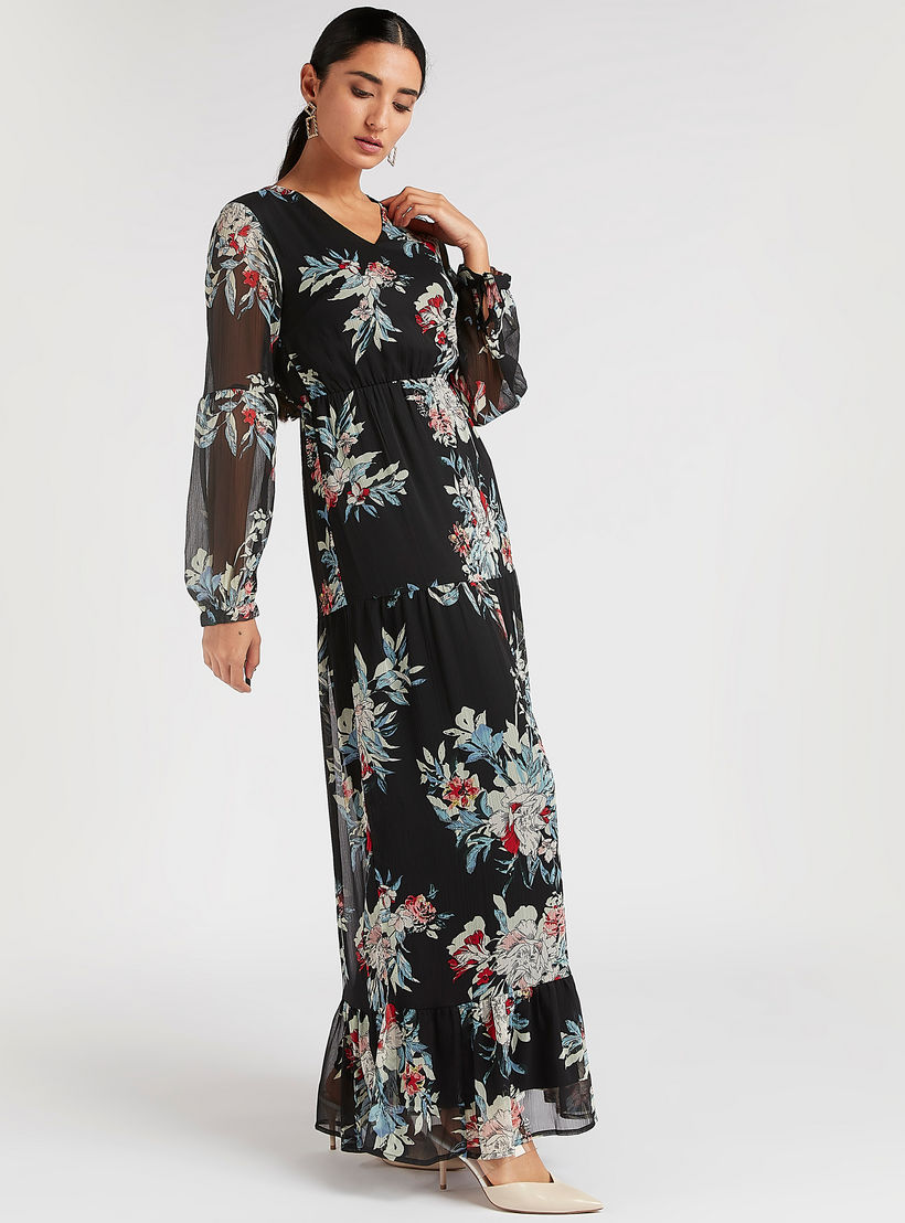 فستان إيه لاين طويل بطبعات أزهار وأكمام طويلة-women-clothing-dresses-image-2
