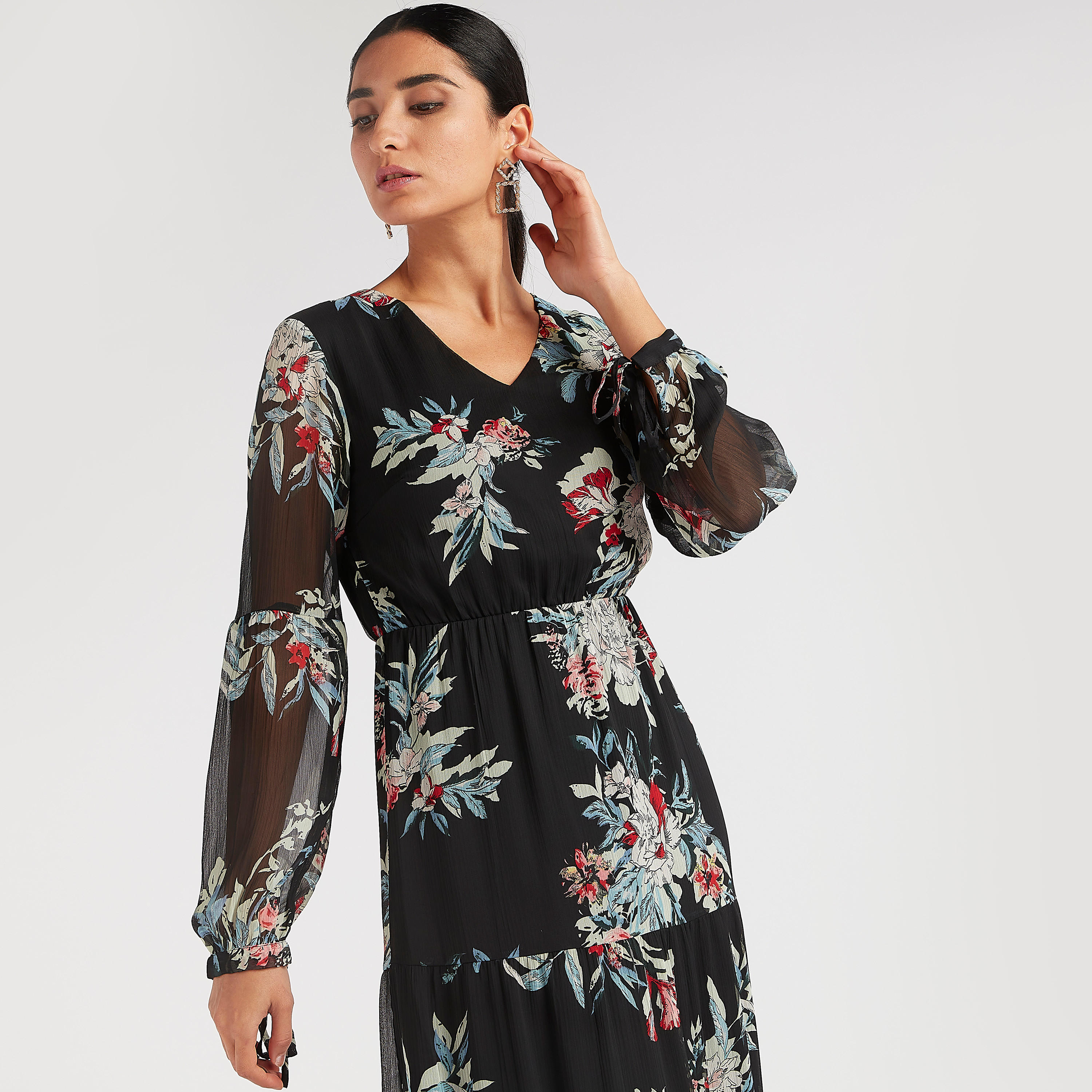 فستان إيه لاين طويل بطبعات أزهار وأكمام طويلة-women-clothing-dresses-image-4
