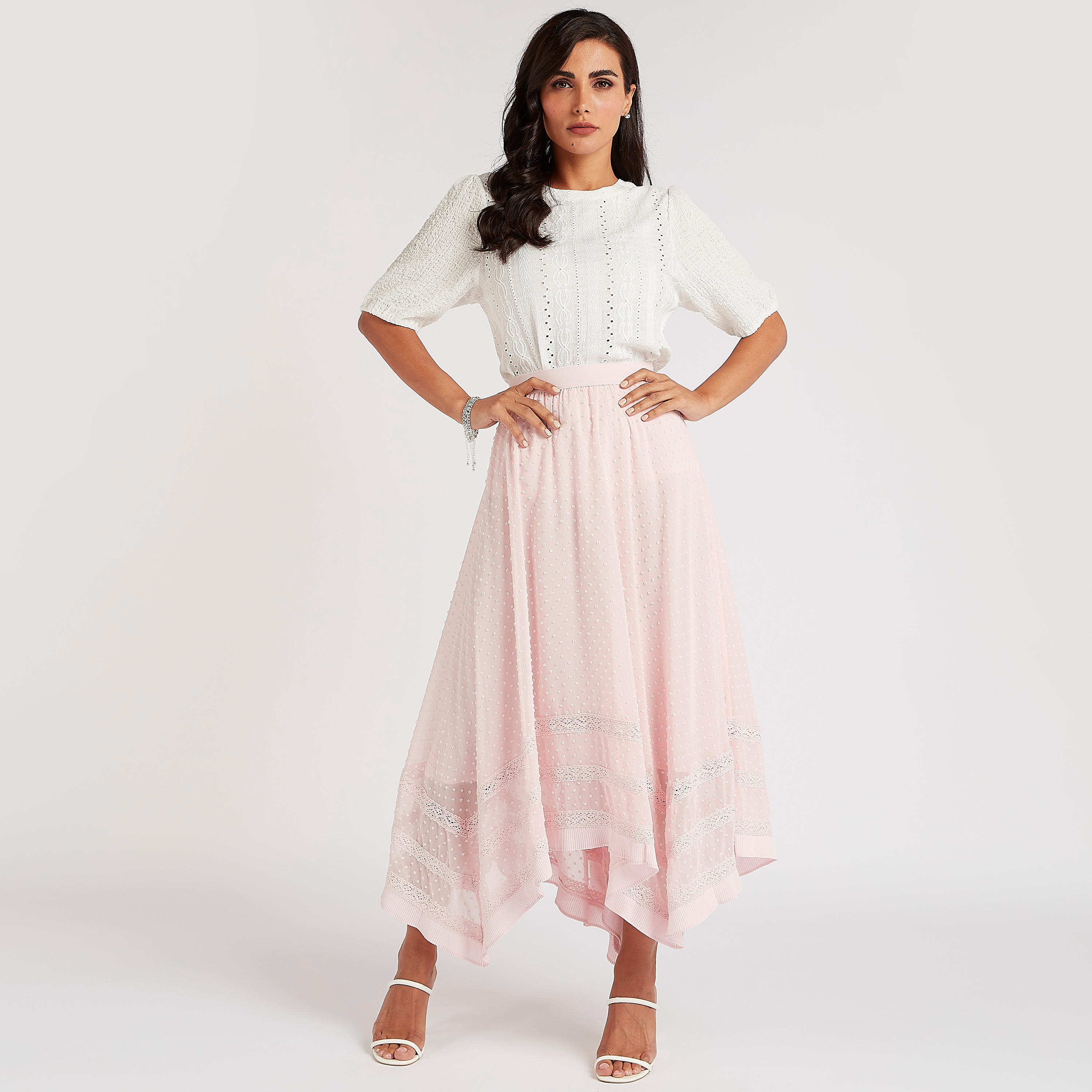 Textured Midi Skirt with Asymmetric Hem and Lace Inserts-women-clothing-bottoms-skirts-image-2
