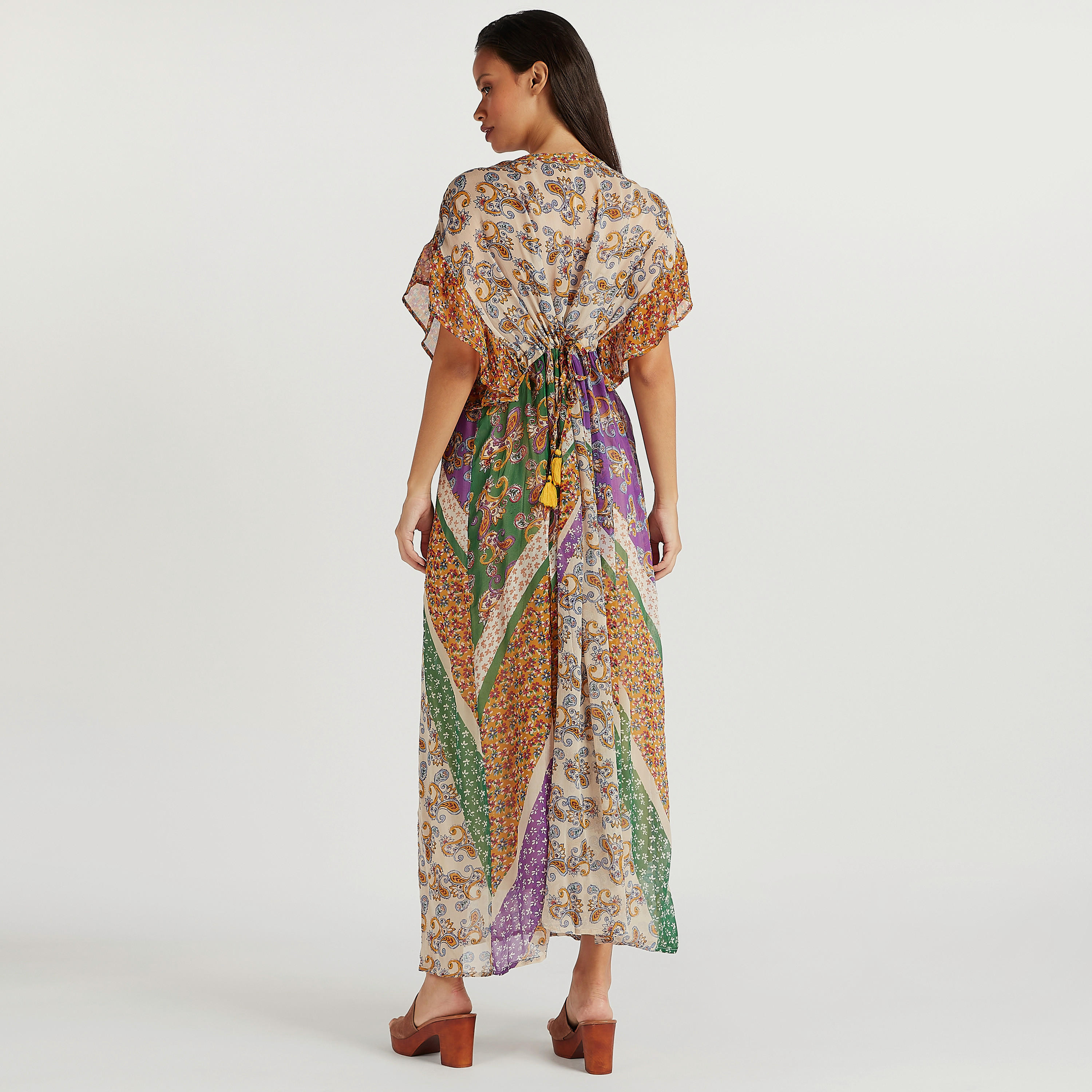 فستان إيه لاين طويل بياقة v وأكمام واسعة-women-clothing-dresses-image-4
