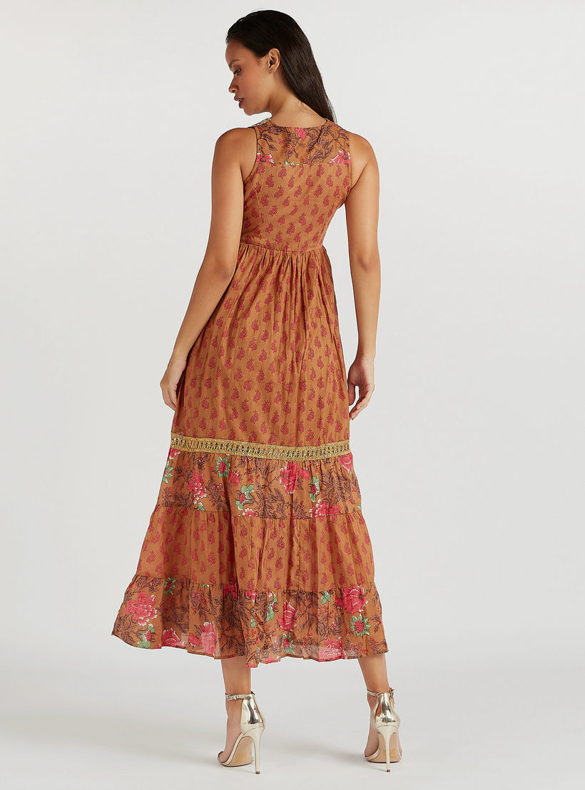 فستان ميدي إيه لاين مزيّن دون أكمام مع ربطة عنق-women-clothing-dresses-image-2