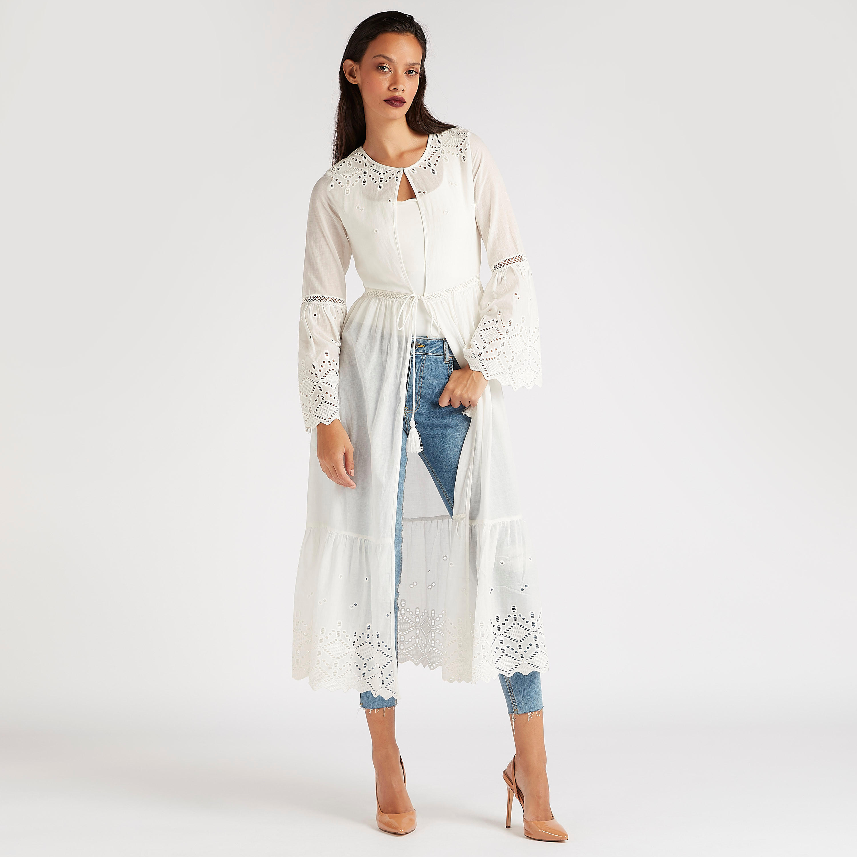 بلوزة كيمونو طويلة مطرّزة برباط-women-clothing-shirtsandblouses-blouses-image-1