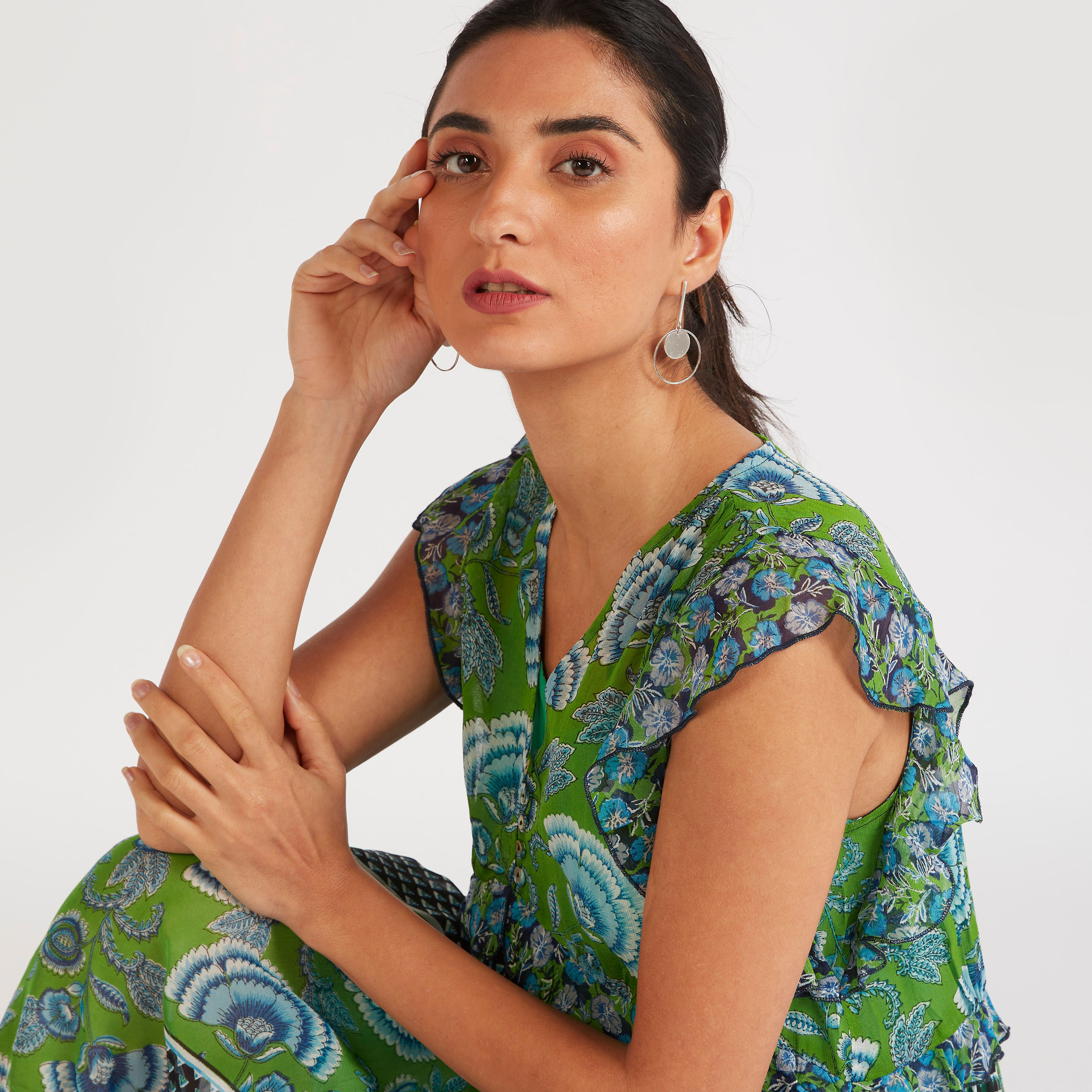 فستان طويل إيه لاين دون أكمام بياقة V وطبعات-women-clothing-dresses-image-6