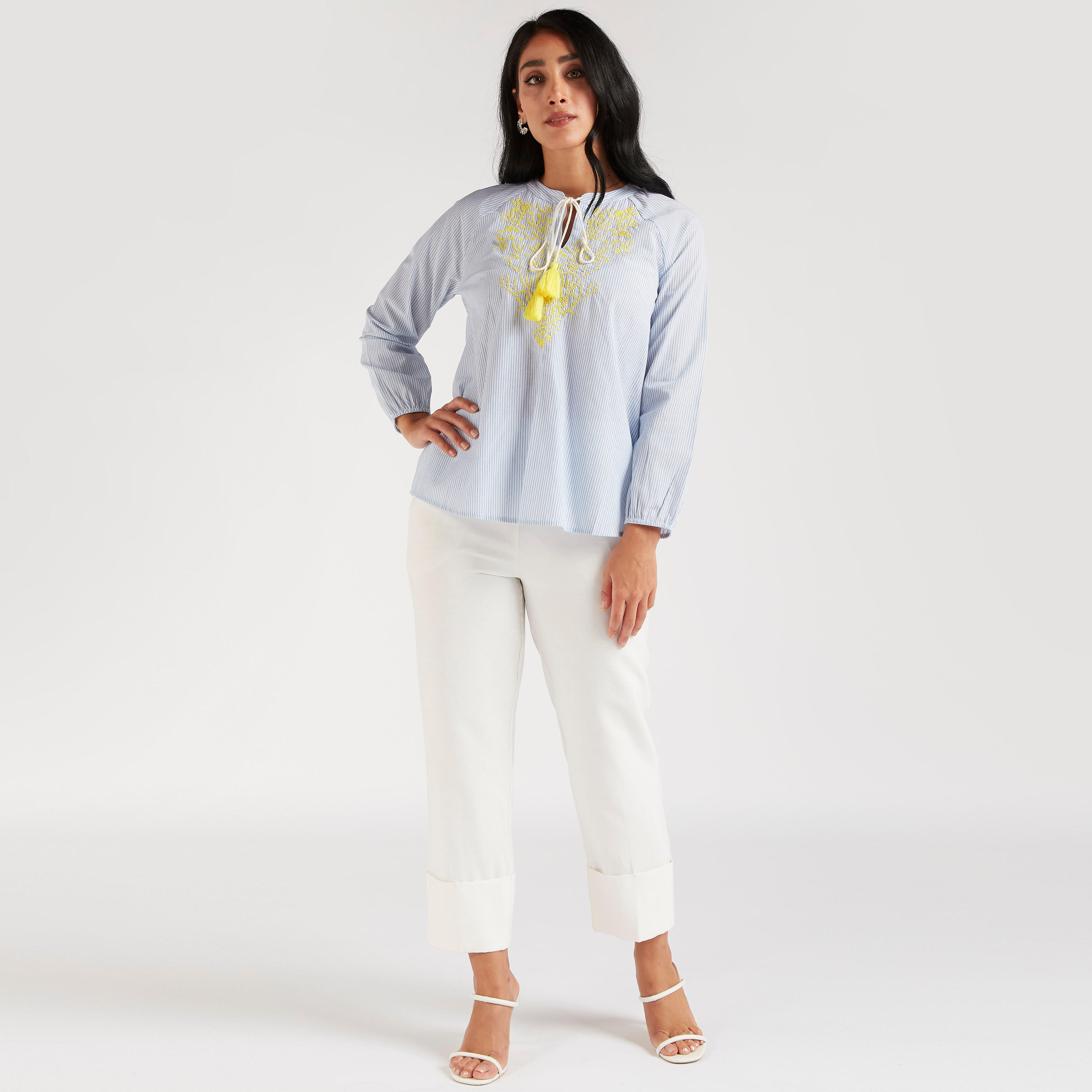 بلوزة مطرزة بأربطة وأكمام طويلة-women-clothing-shirtsandblouses-blouses-image-2