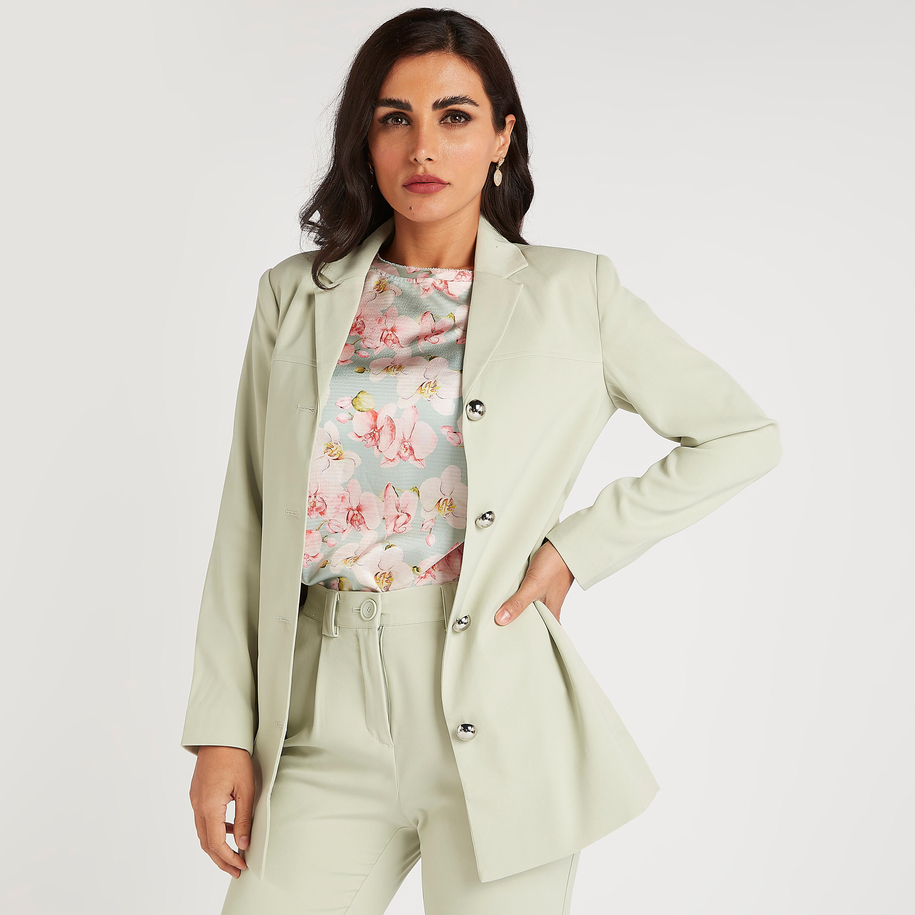 Solid Lightweight Blazer with Notch Lapel and Button Closure-women-clothing-coatsandjackets-blazers-image-1