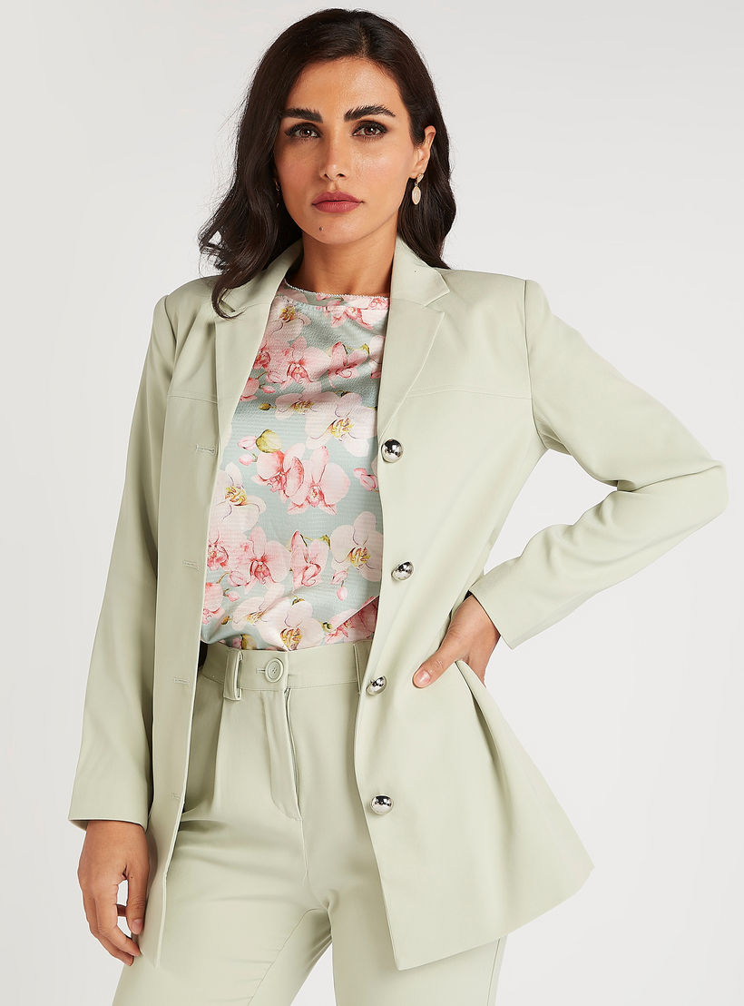 Solid Lightweight Blazer with Notch Lapel and Button Closure-women-clothing-coatsandjackets-blazers-image-1