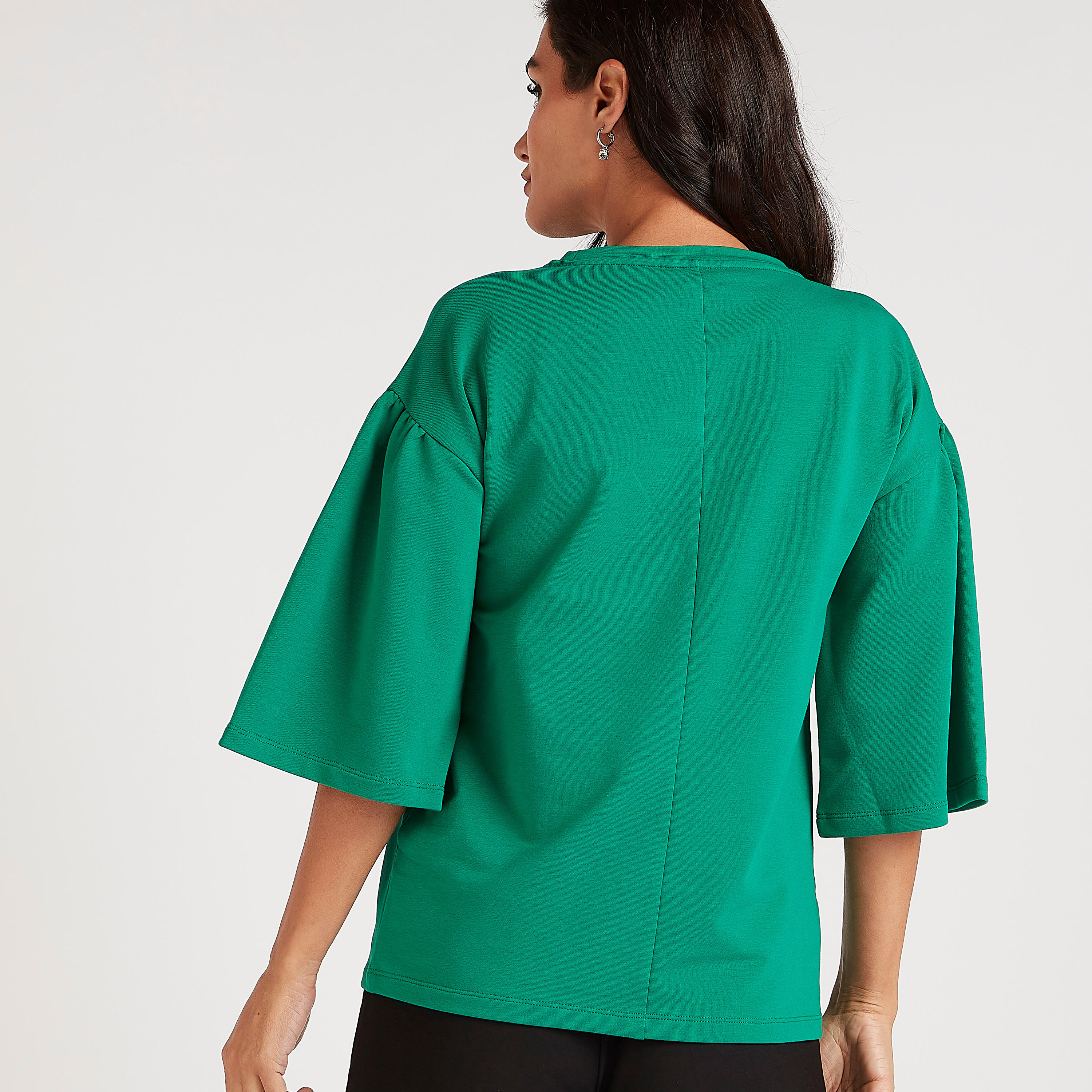 بلوزة مزيّنة بياقة ضيّقة مع أكمام واسعة-women-clothing-shirtsandblouses-blouses-image-4