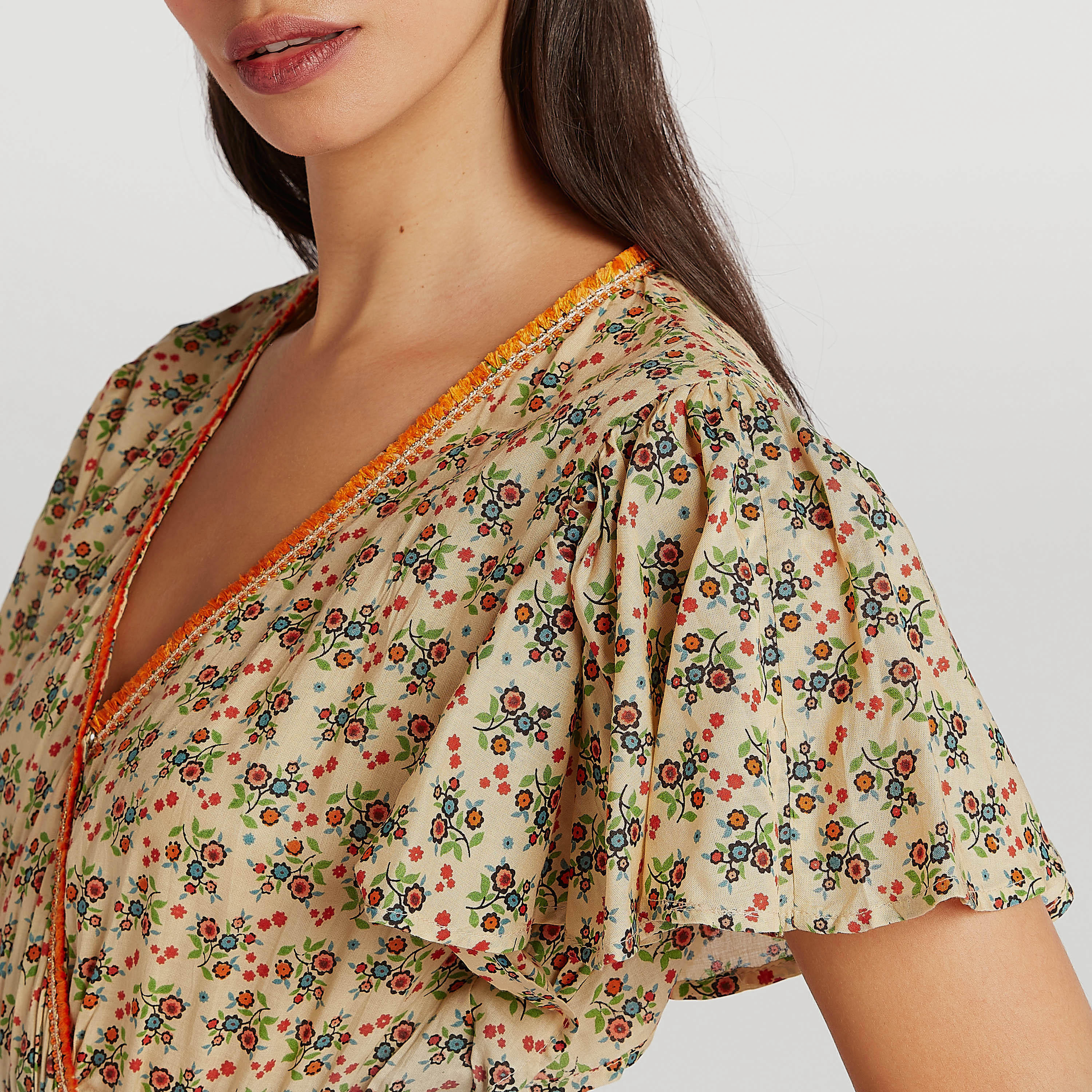 Floral Print Maxi V-neck Jumpsuit with Cap Sleeves-women-clothing-jumpsuits-image-3