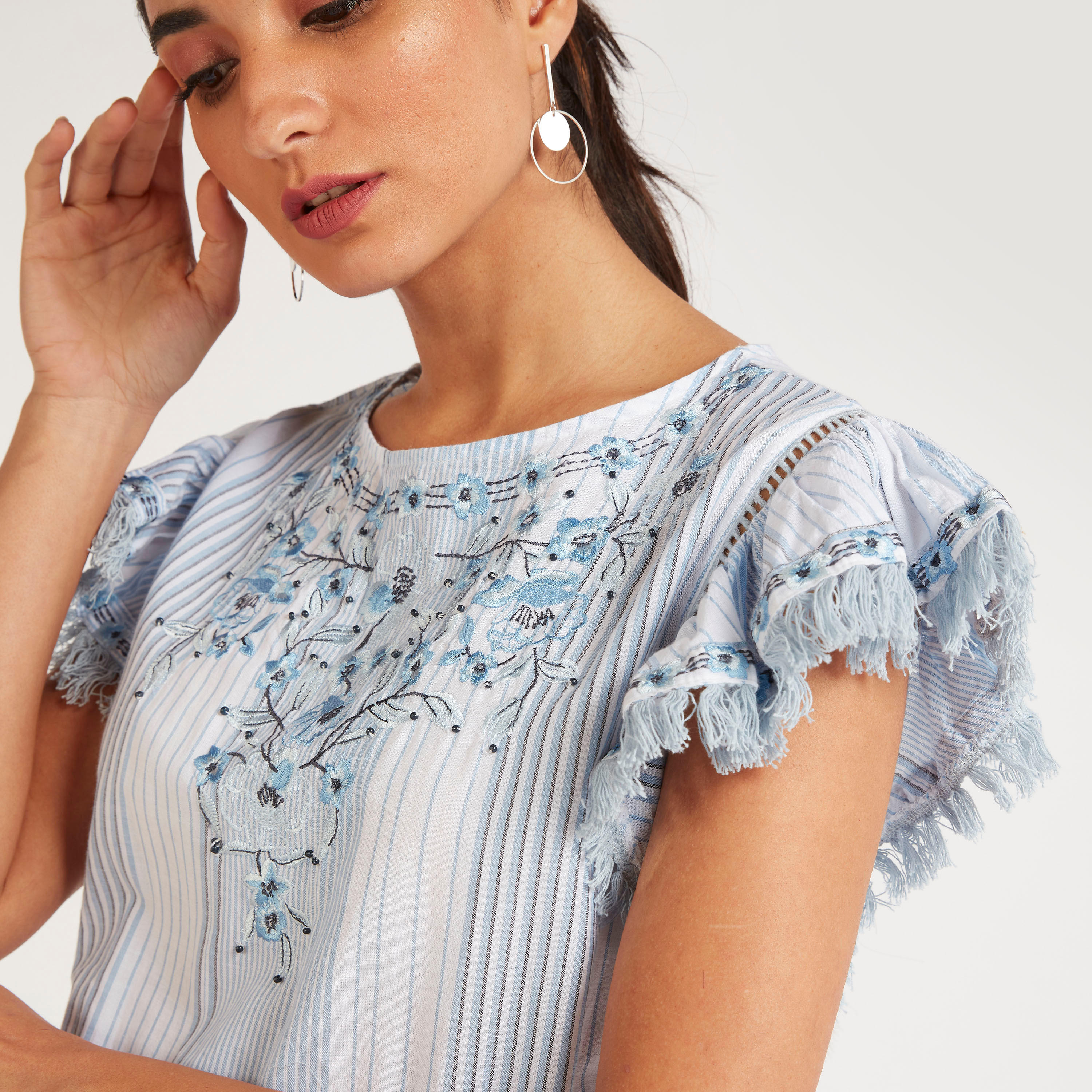 Embroidered Mini Playsuit with Short Sleeves-women-clothing-jumpsuits-image-3