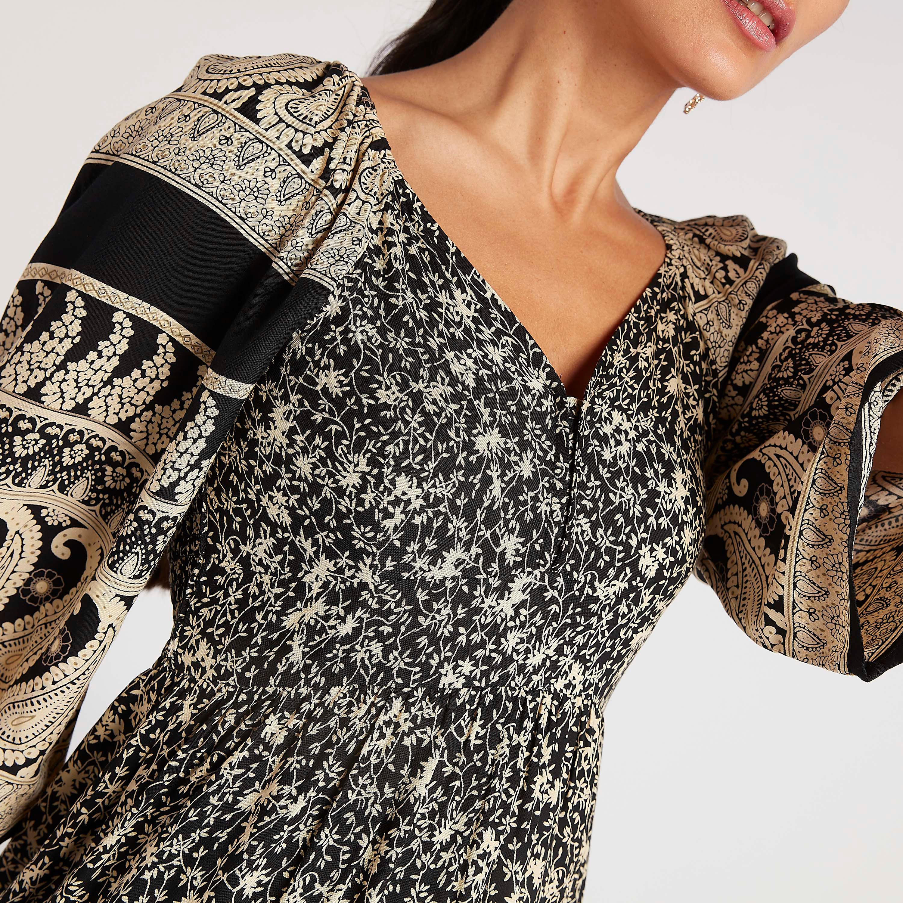 Printed Maxi A-line Dress with Flared Sleeves-women-clothing-dresses-image-8