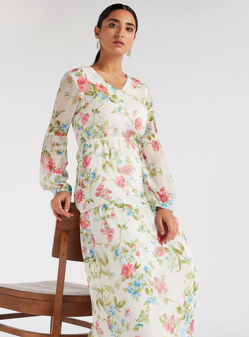 فستان إيه لاين طويل بطبعات أزهار وأكمام طويلة-women-clothing-dresses-image-1