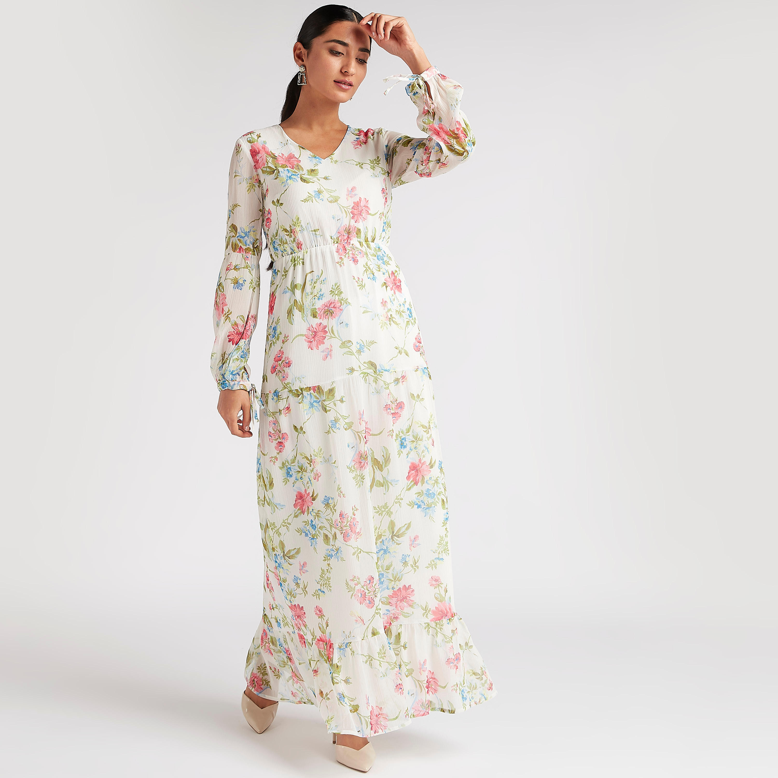 فستان إيه لاين طويل بطبعات أزهار وأكمام طويلة-women-clothing-dresses-image-2