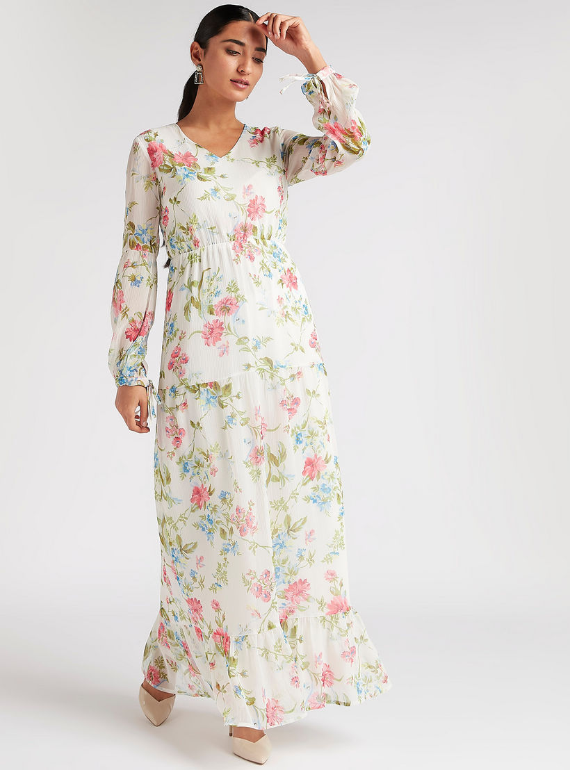 فستان إيه لاين طويل بطبعات أزهار وأكمام طويلة-women-clothing-dresses-image-2