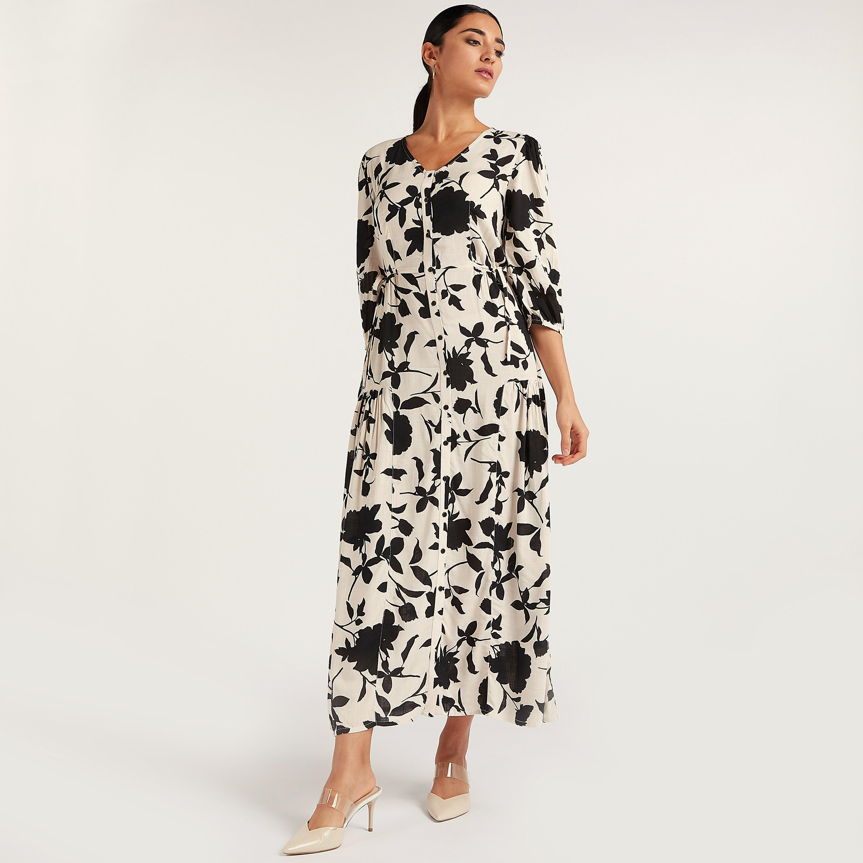 Floral Print V-neck A-line Maxi Dress-women-clothing-dresses-image-6