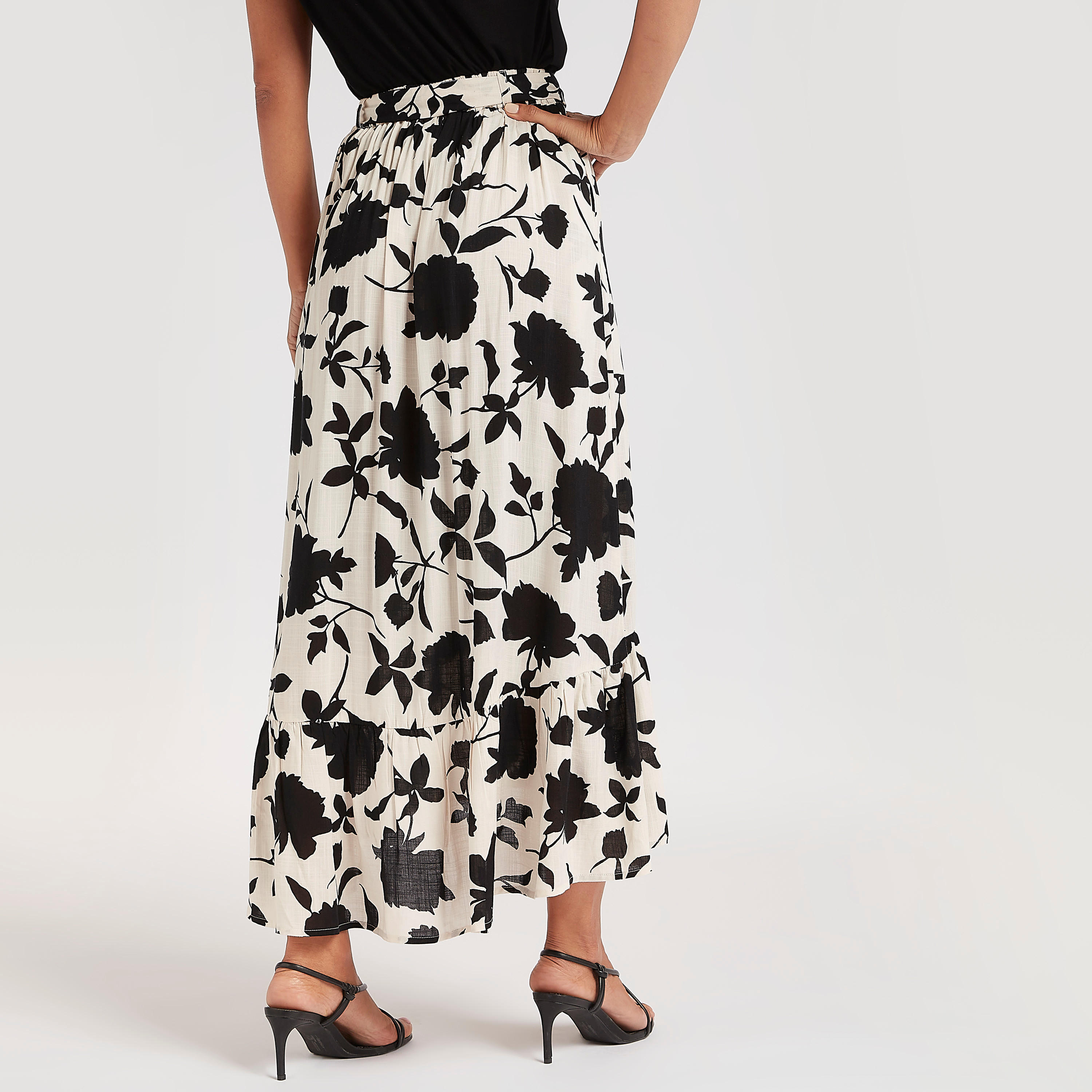 تنورة ميدي إيه لاين بحزام رباط وطبعات زهرية-women-clothing-bottoms-skirts-image-4