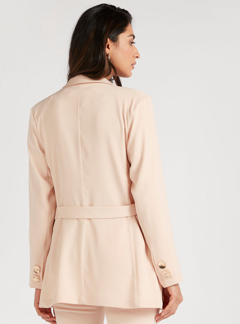 جاكيت بليزر سادة بجيوب بطيّة وأكمام طويلة-women-clothing-coatsandjackets-blazers-image-5