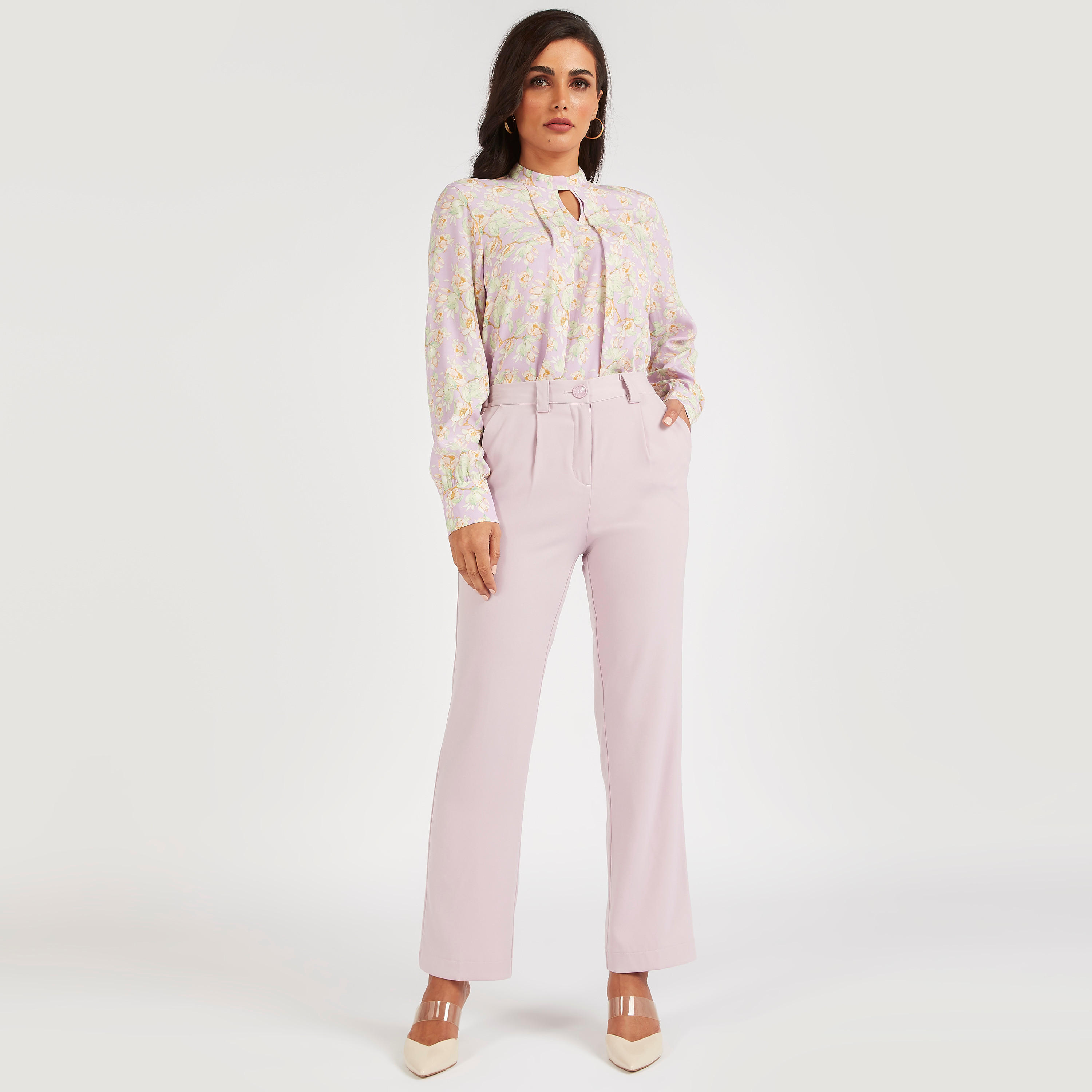بلوزة بياقة عالية وأكمام طويلة وطبعات أزهار-women-clothing-shirtsandblouses-blouses-image-2