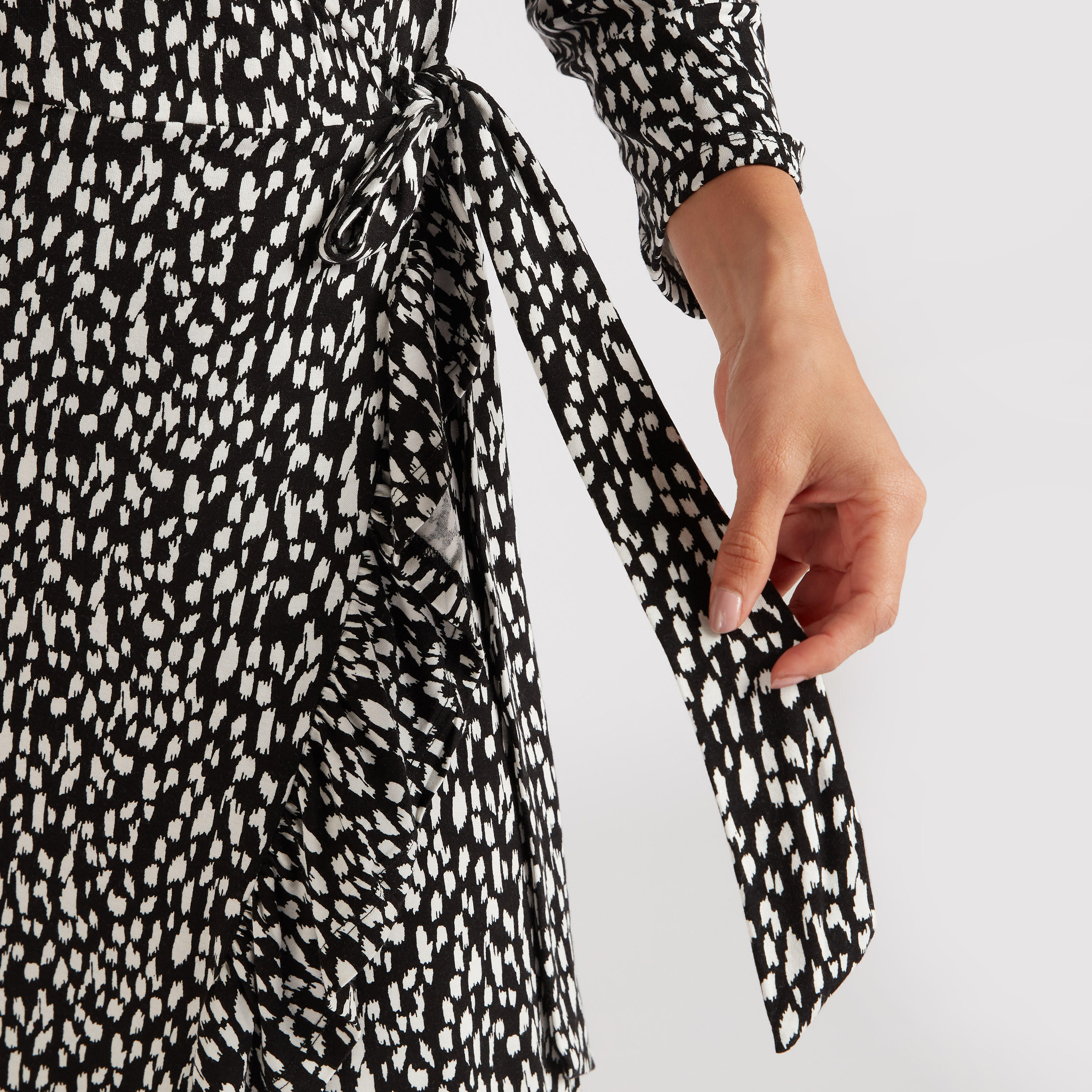 فستان ملفوف ميدي بأكمام طويلة وأربطة وطبعات-women-clothing-dresses-image-3