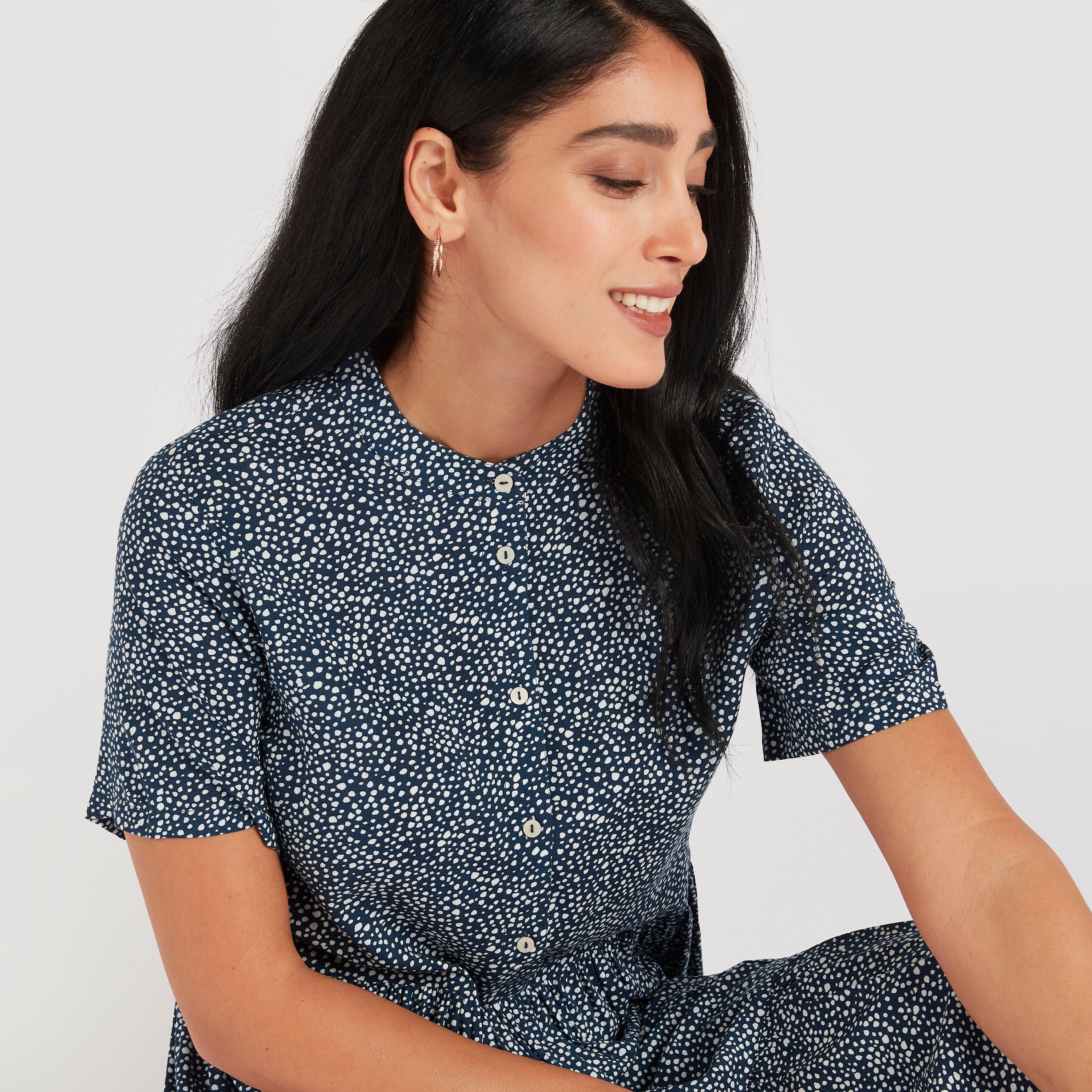 فستان ميدي إيه لاين بأكمام قصيرة وطبعات زهرية-women-clothing-dresses-image-5
