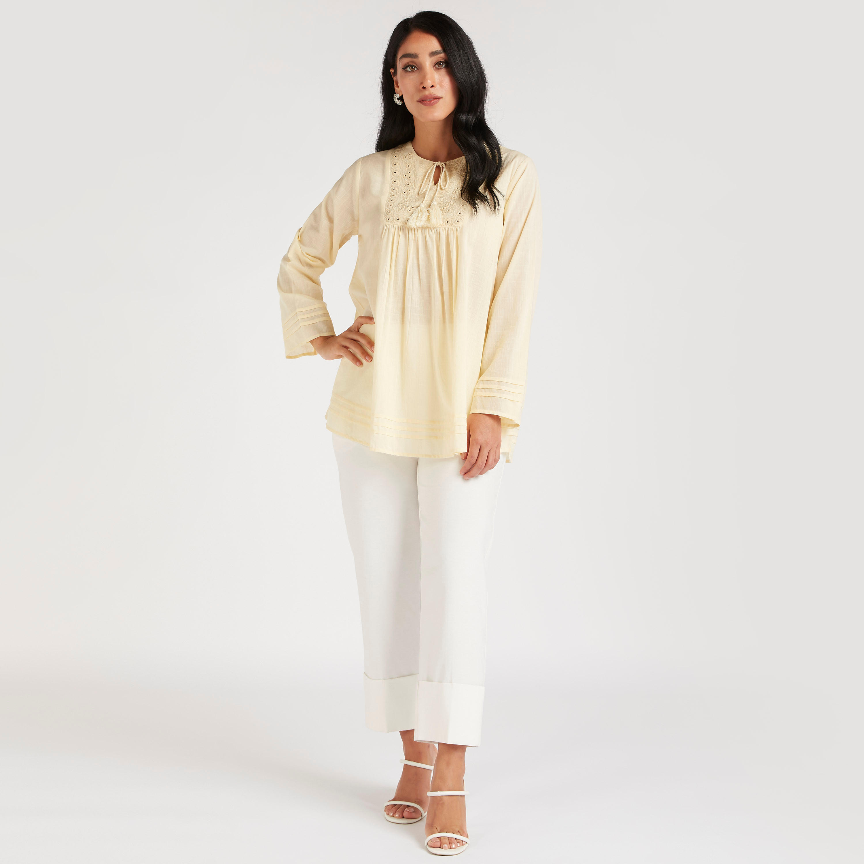 بلوزة مطرزة بأربطة وأكمام طويلة-women-clothing-shirtsandblouses-blouses-image-2