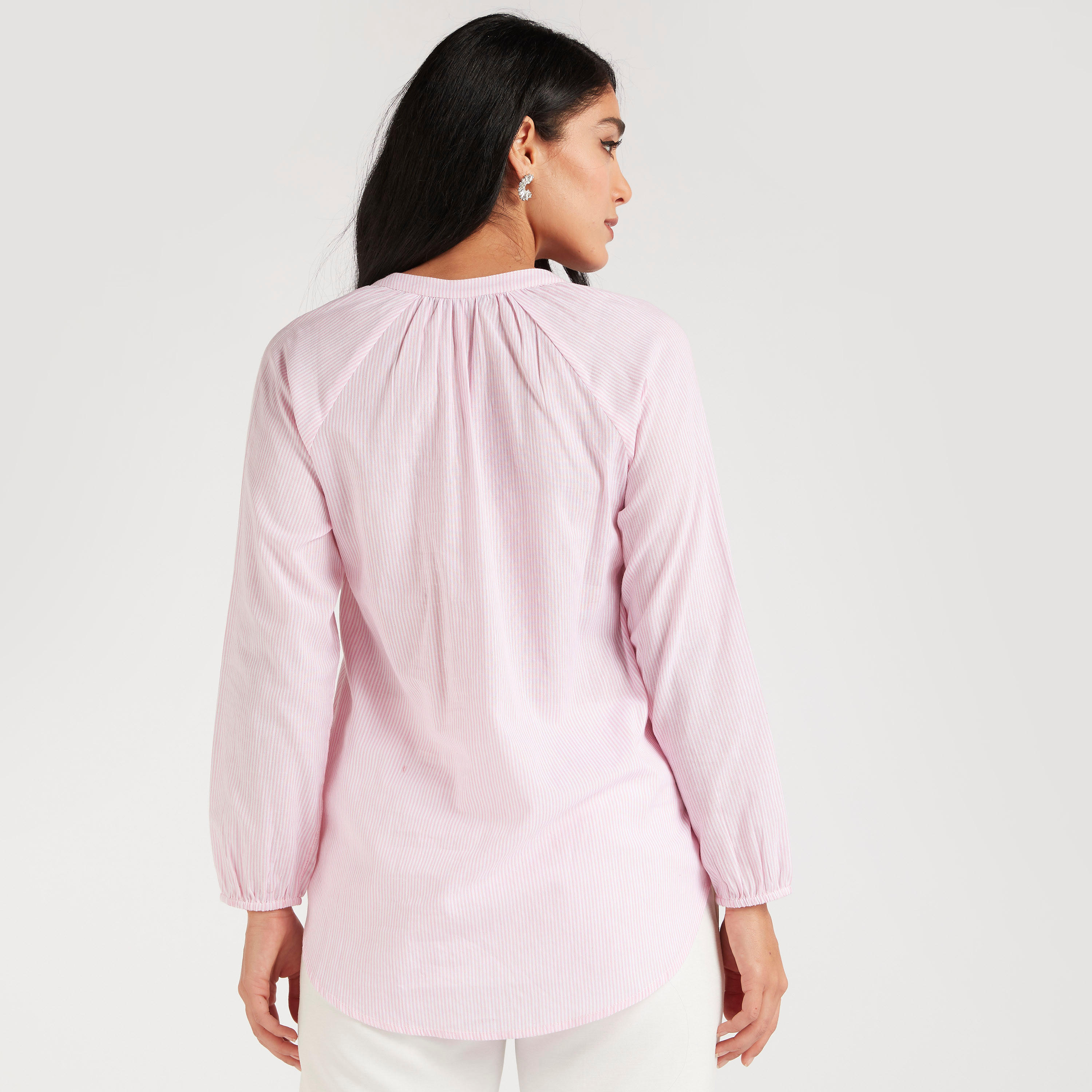 Embroidered Top with Neck Tie-Ups and Long Sleeves-women-clothing-shirtsandblouses-blouses-image-4