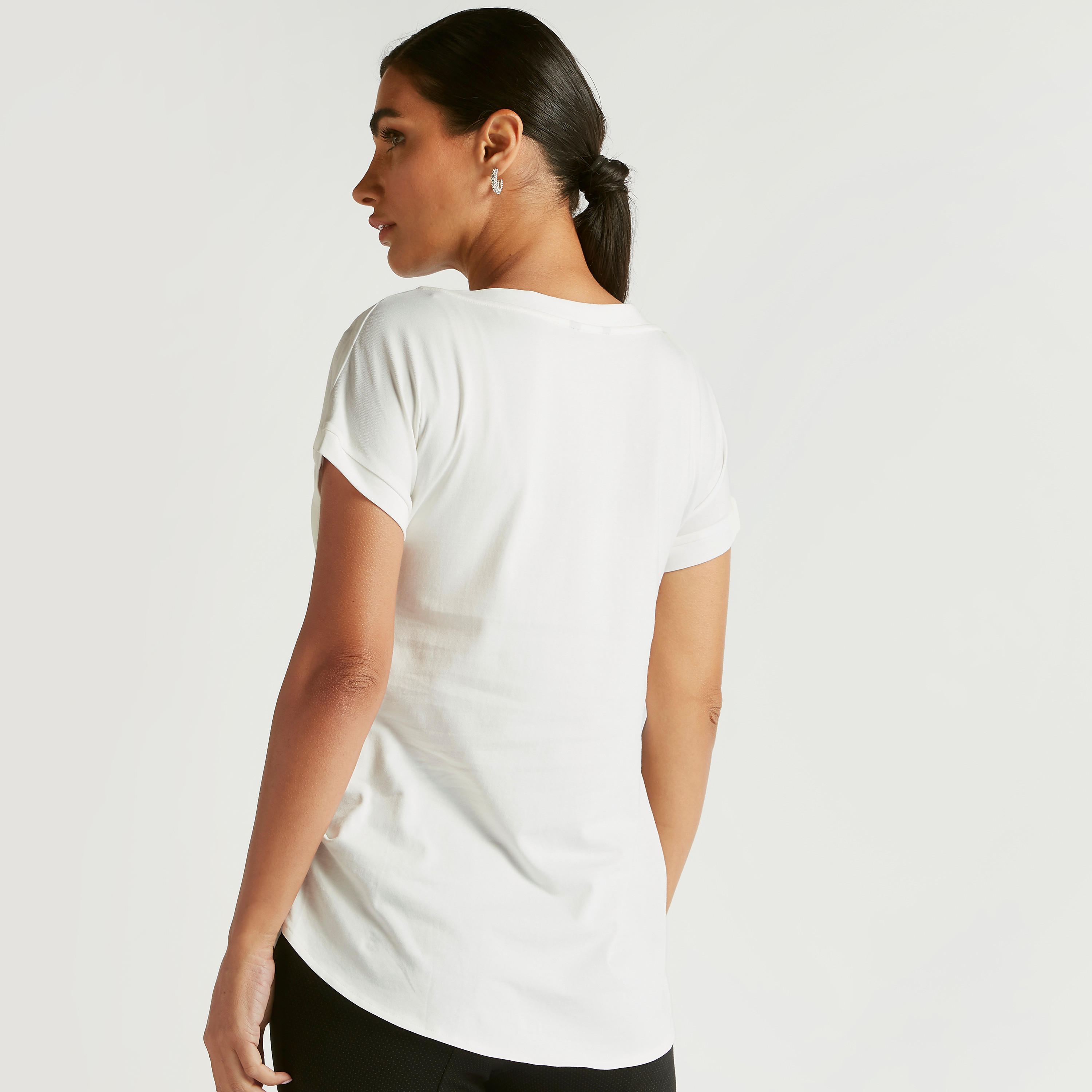 Textured Boat Neck T-shirt with Short Sleeves-women-clothing-tshirts-image-4